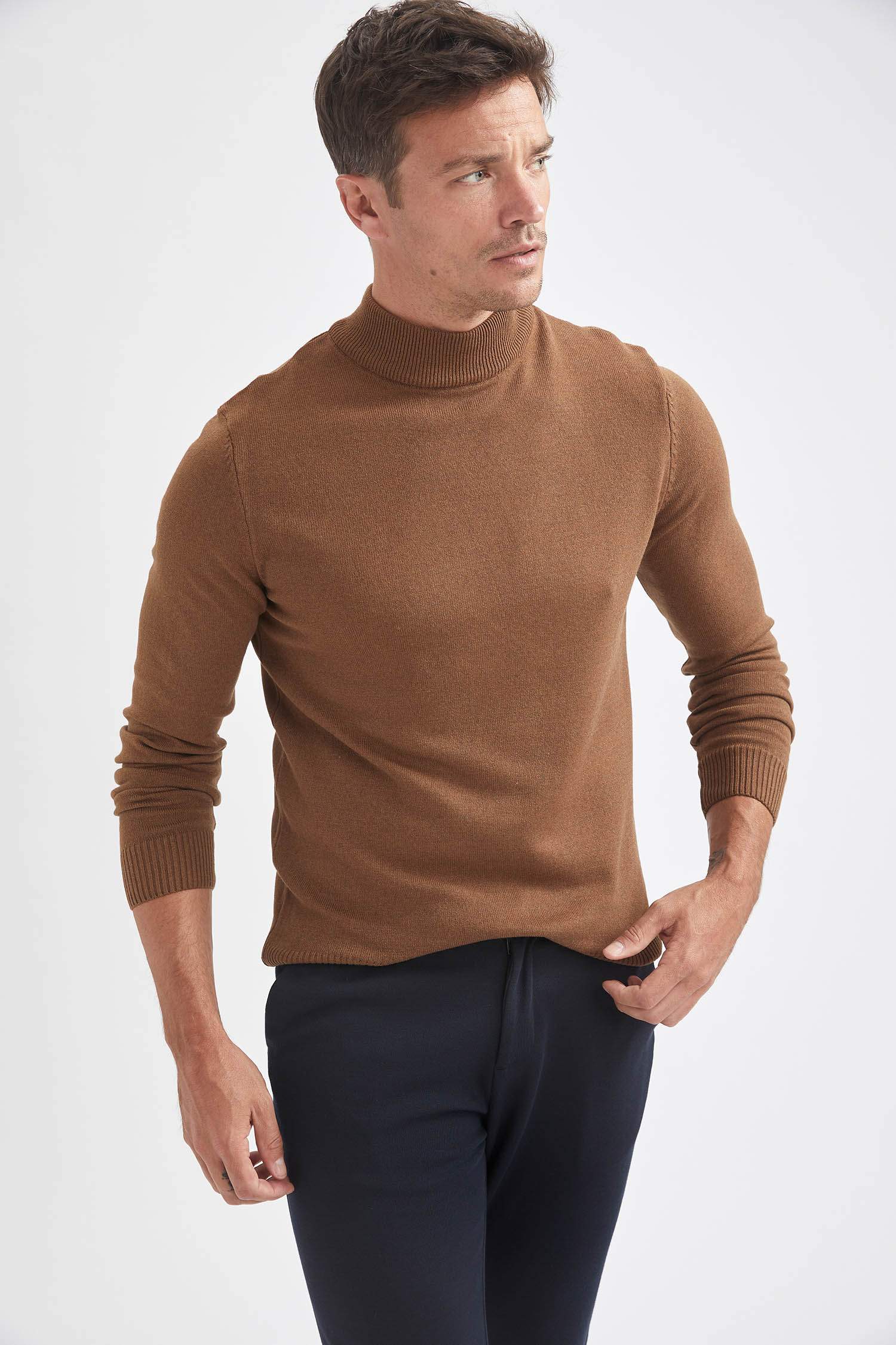Slim Fit Balıkçı Yaka 2'li Kazak