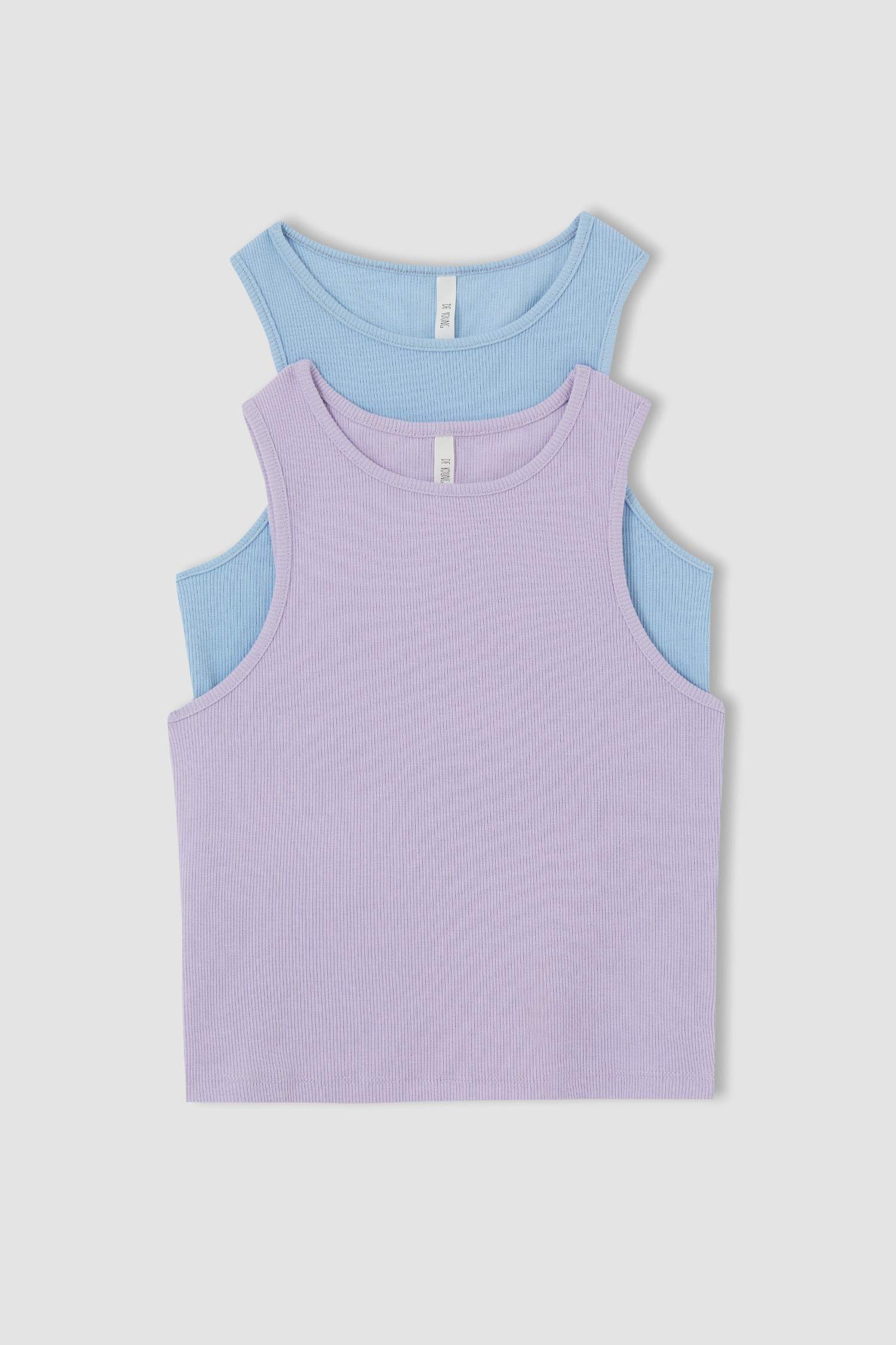 Basic İp Askılı Halter Yaka Crop 2'li Atlet