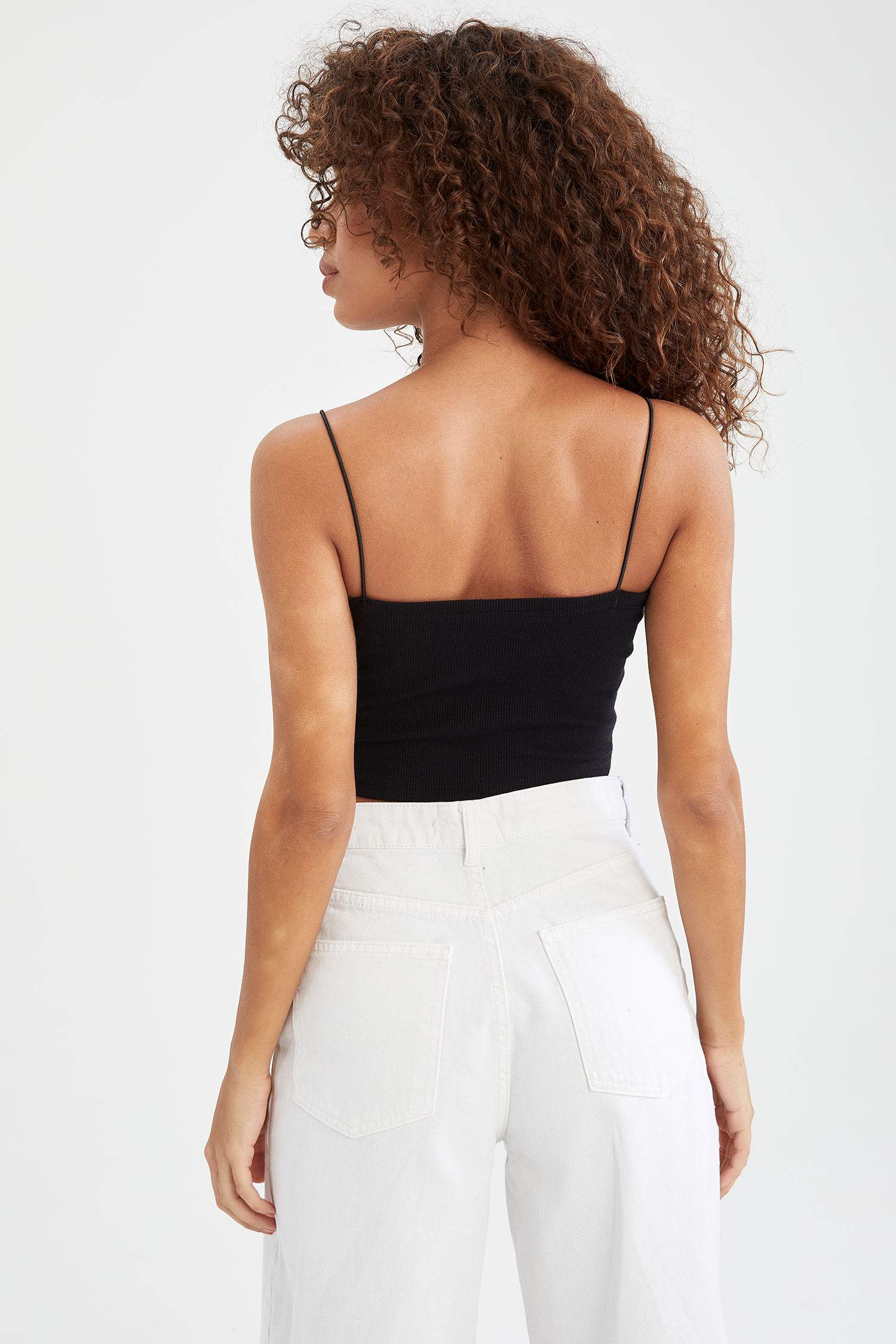 İp Askılı 2'li Pamuklu Crop Top