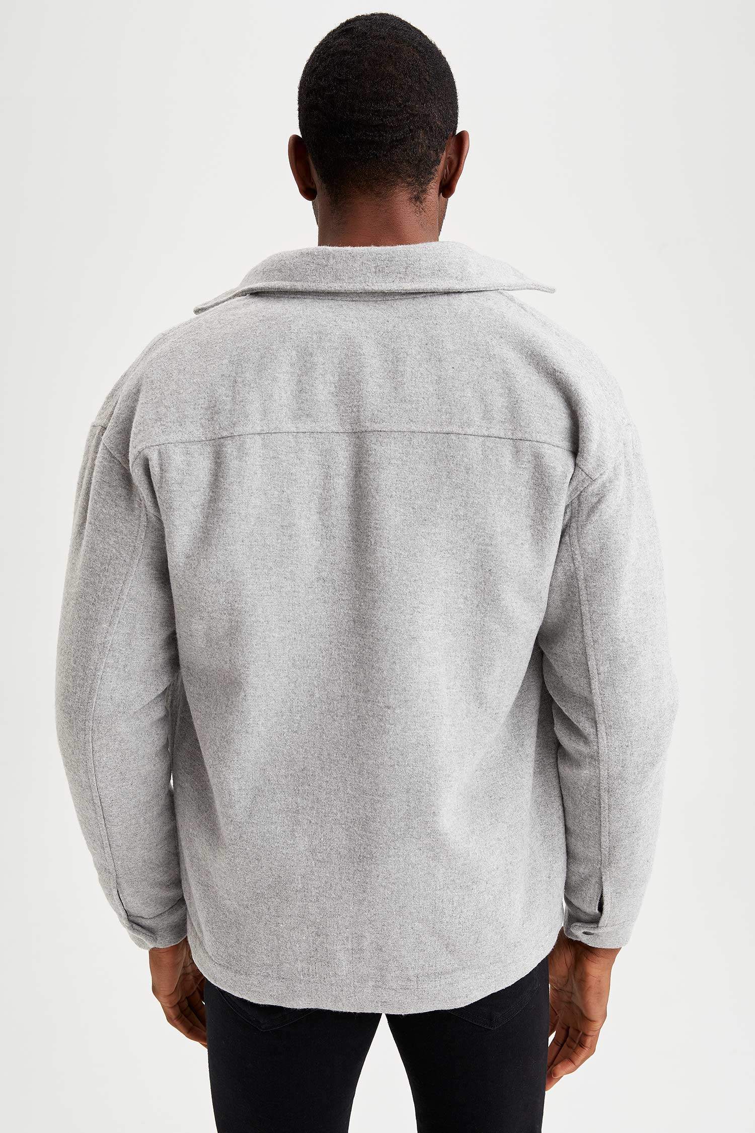 Regular Fit Polo Yaka Kaşe Gömlek Ceket