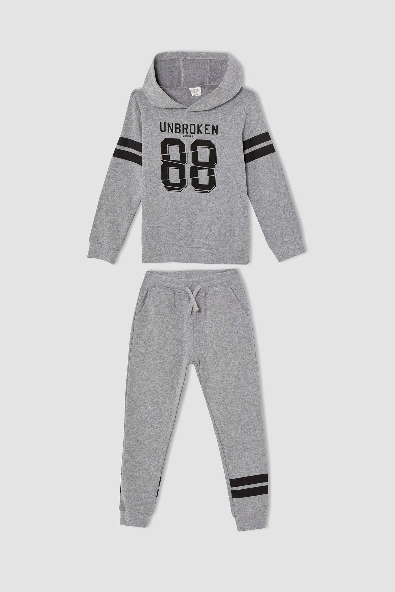 Erkek Çocuk Slogan Baskılı Sweatshirt ve Jogger Eşofman Alt Takımı