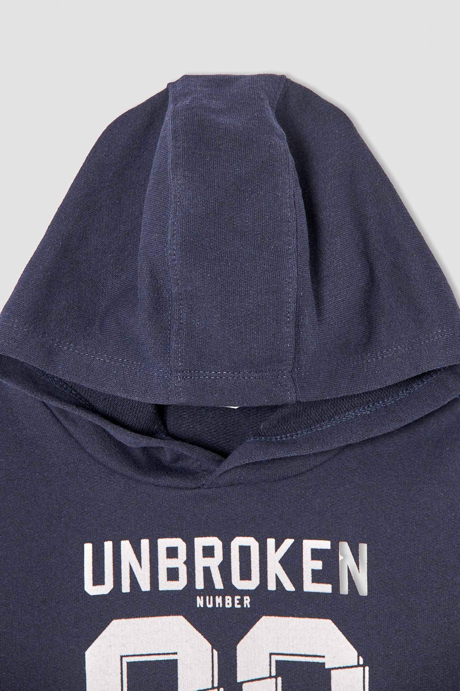 Erkek Çocuk Slogan Baskılı Sweatshirt ve Jogger Eşofman Alt Takımı