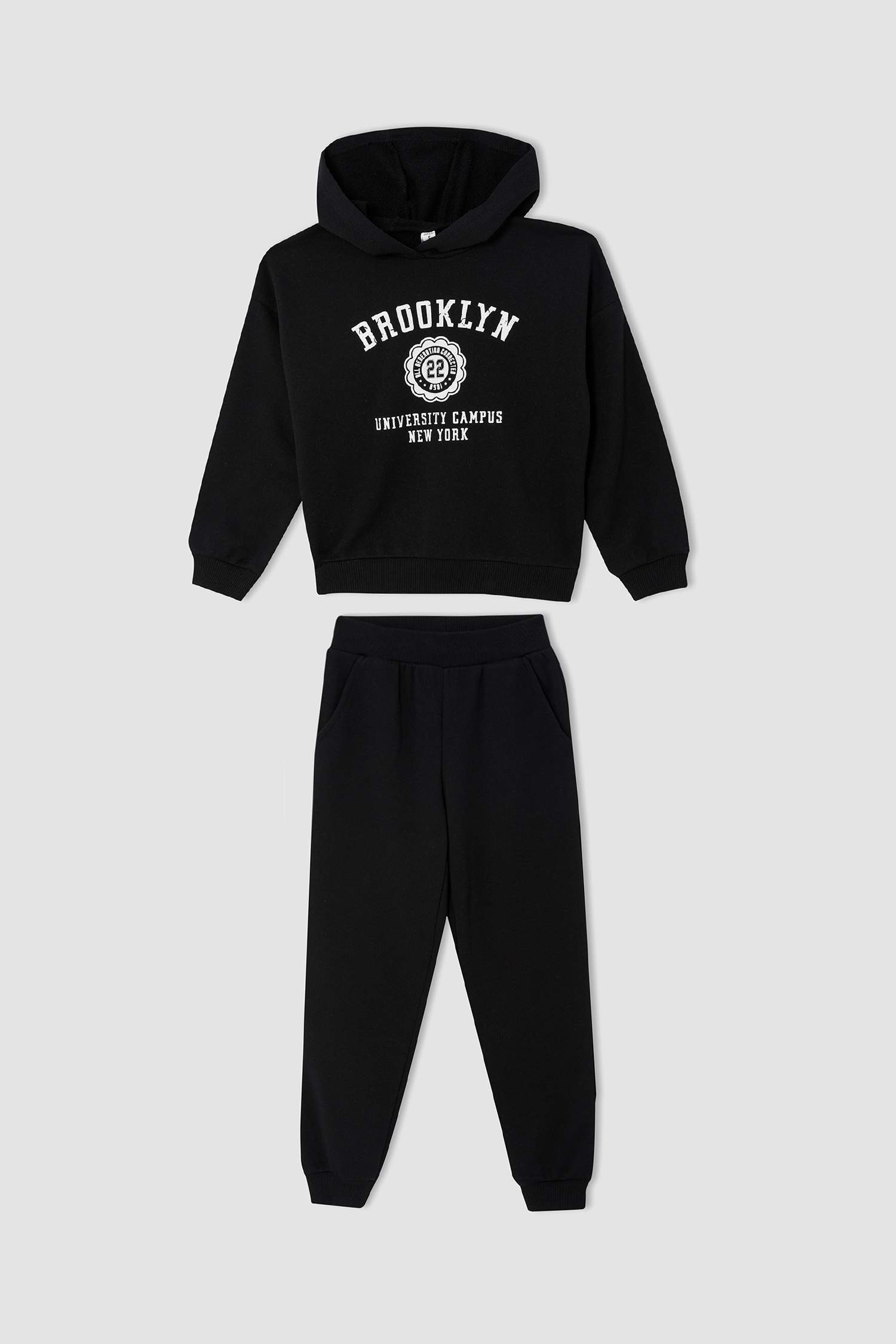 Kız Çocuk Regular Fit Kapüşonlu Baskılı 2'li Takım