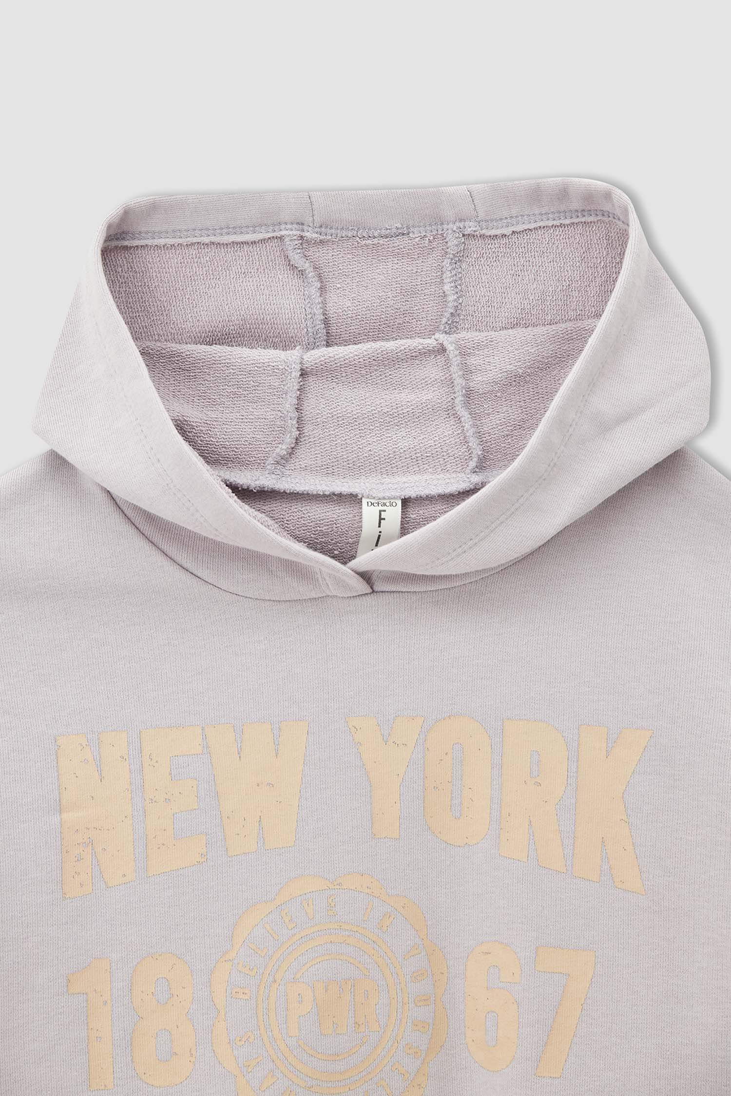 Kız Çocuk Baskılı Kapüşonlu Sweatshirt ve Jogger Eşofman Alt Takımı