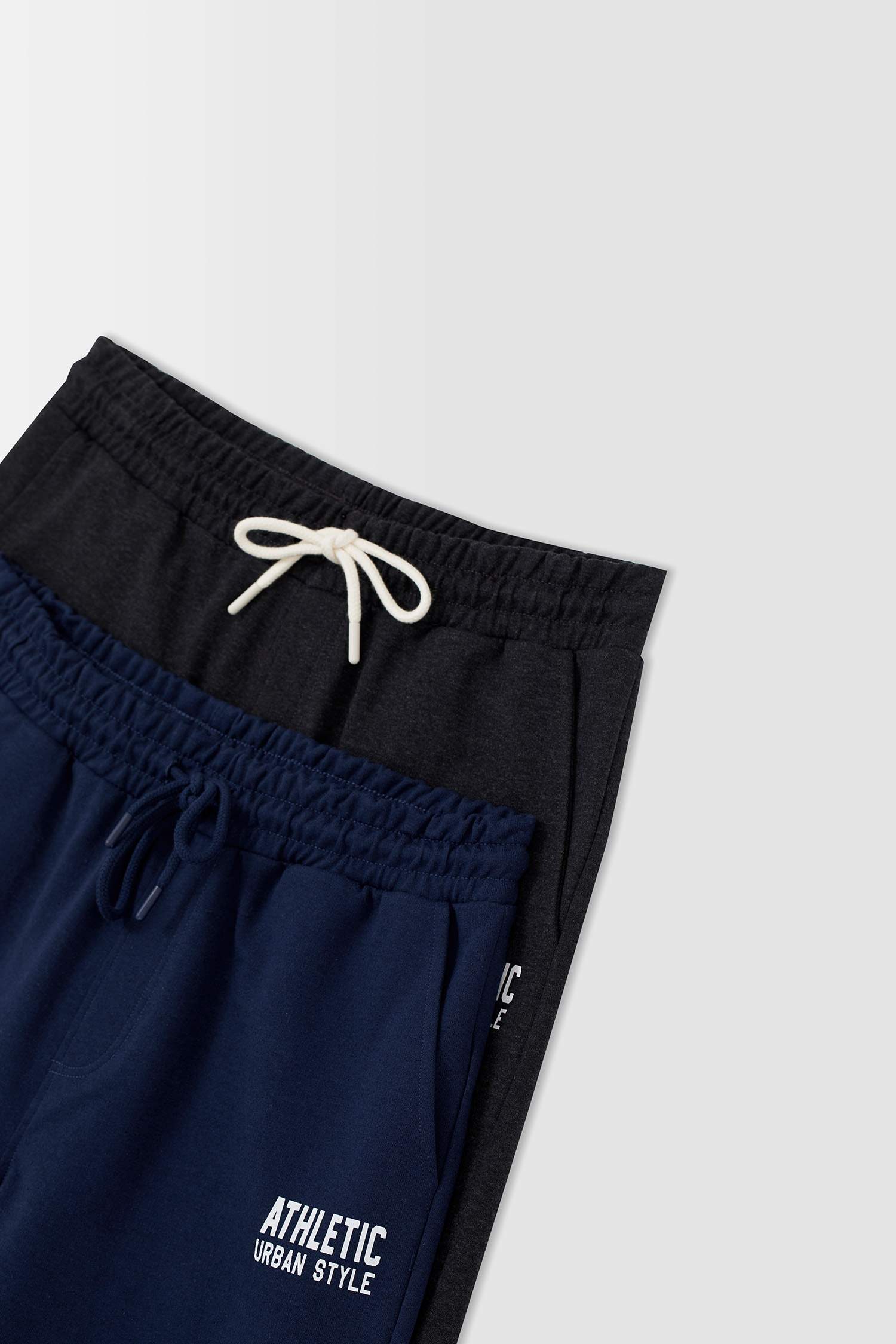 Slim Fit Beli Bağcıklı Baskılı 2'li Şort
