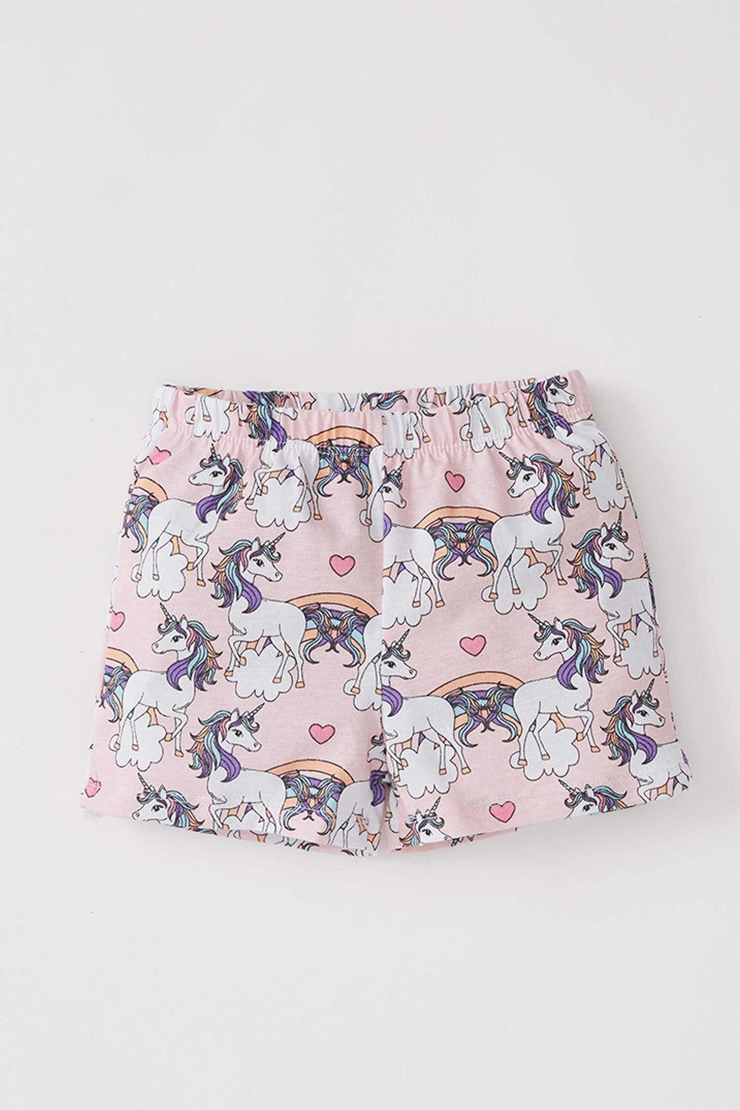 Kız Bebek Unicorn Desenliı Kısa Kollu Pamuklu Pijama Takımı