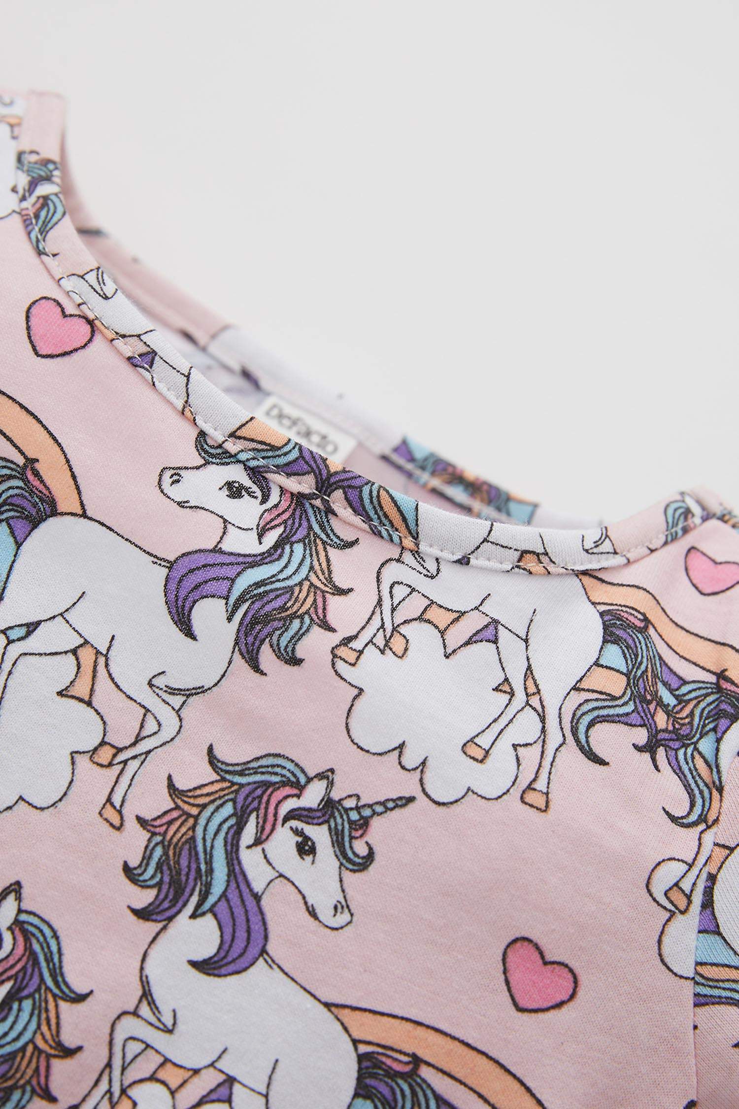 Kız Bebek Unicorn Desenliı Kısa Kollu Pamuklu Pijama Takımı