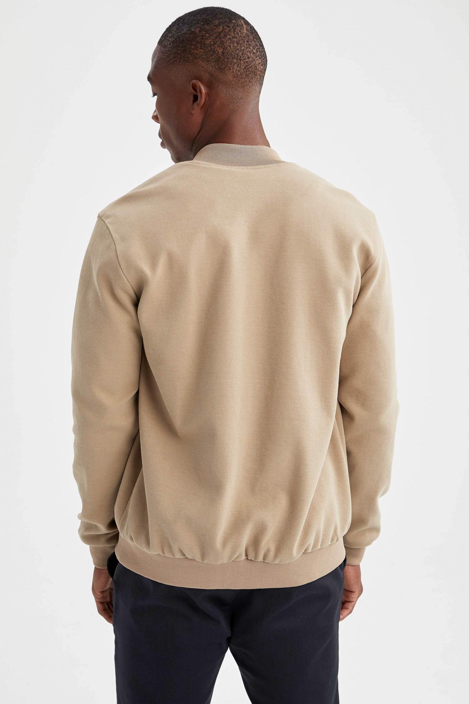 Regular Fit Fermuarlı Kolej Yaka Bomber Mont
