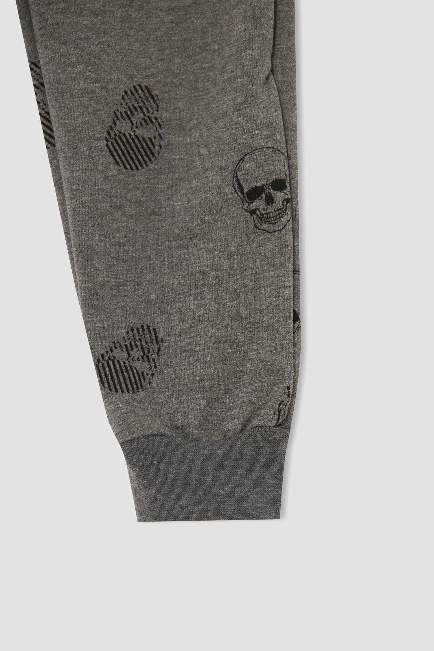 Erkek Çocuk Kuru Kafa Baskılı Sweatshirt ve Jogger Eşofman Alt Takımı