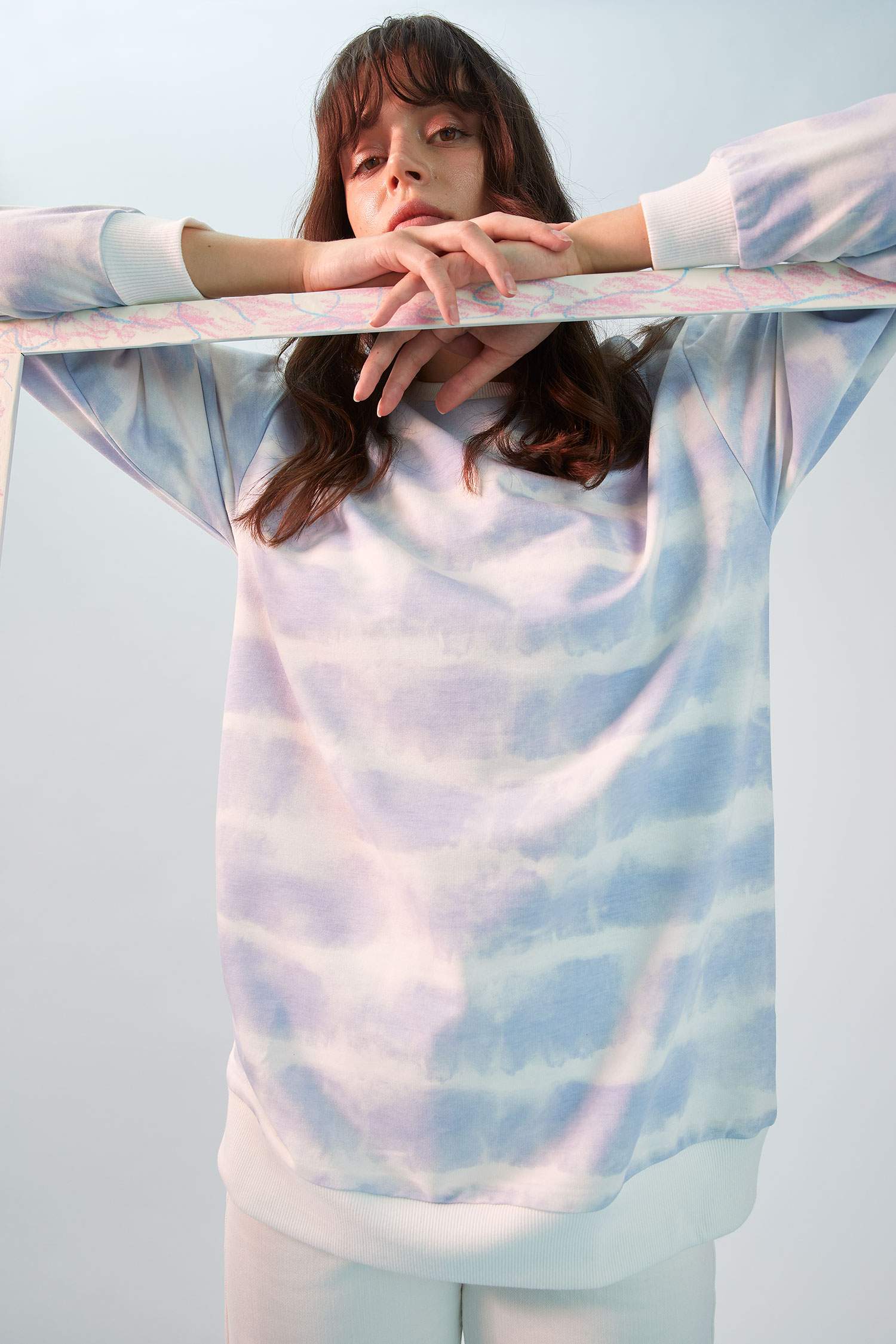 Batik Baskılı Relax Fit Sweat Tunik