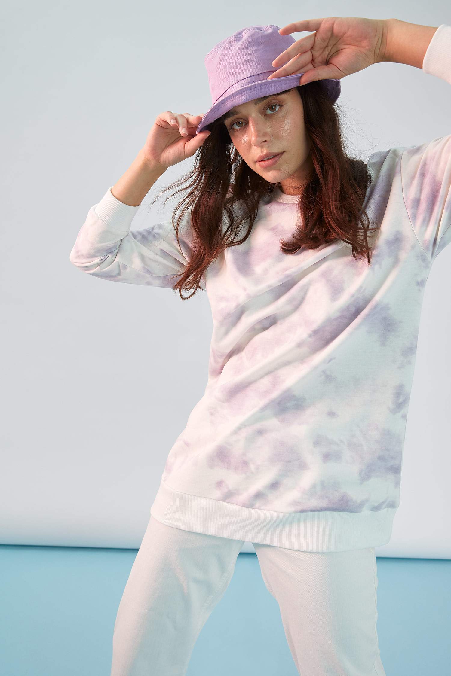 Batik Baskılı Relax Fit Sweatshirt Tunik