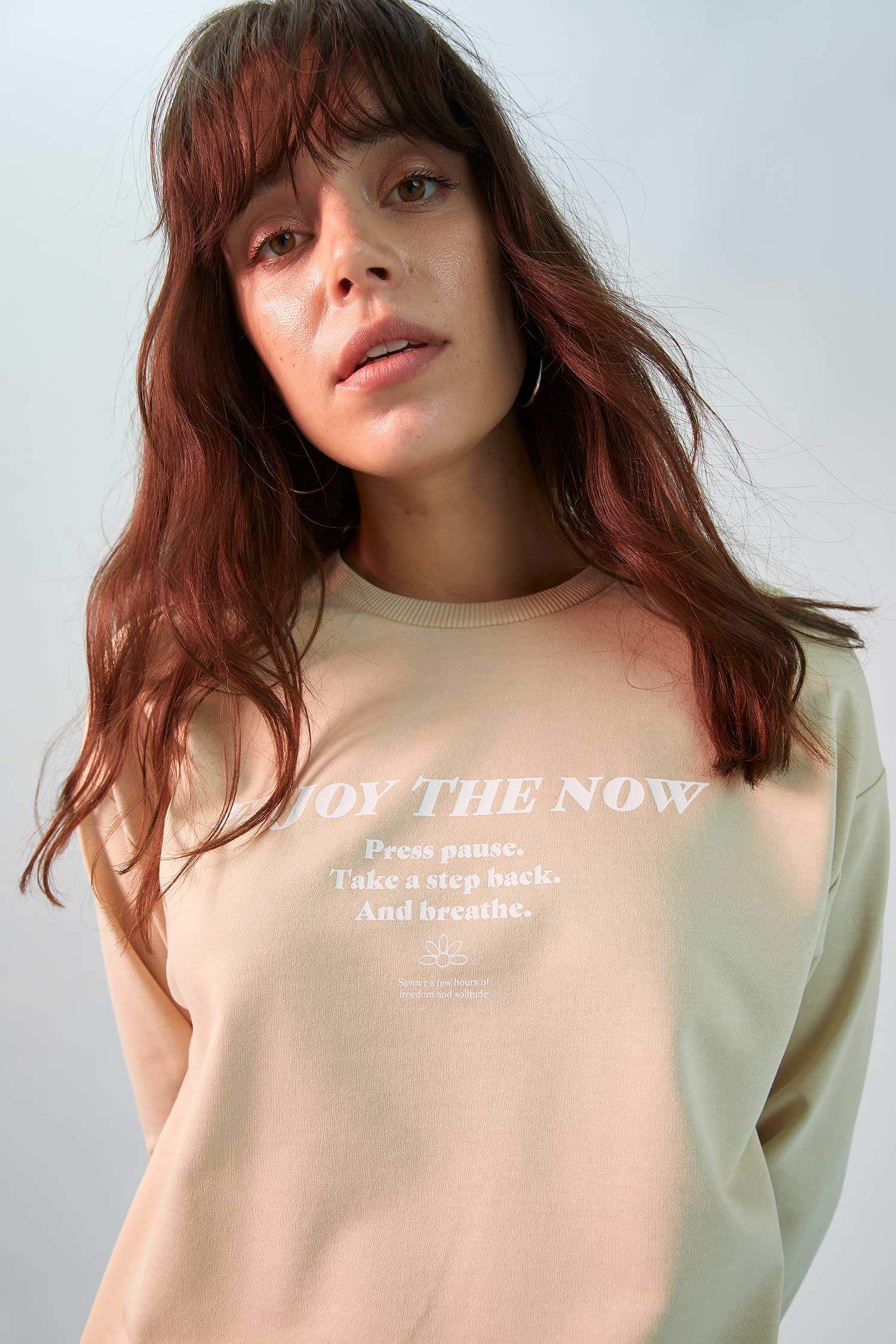 Yazı Baskılı Relax Fit Sweat Tunik