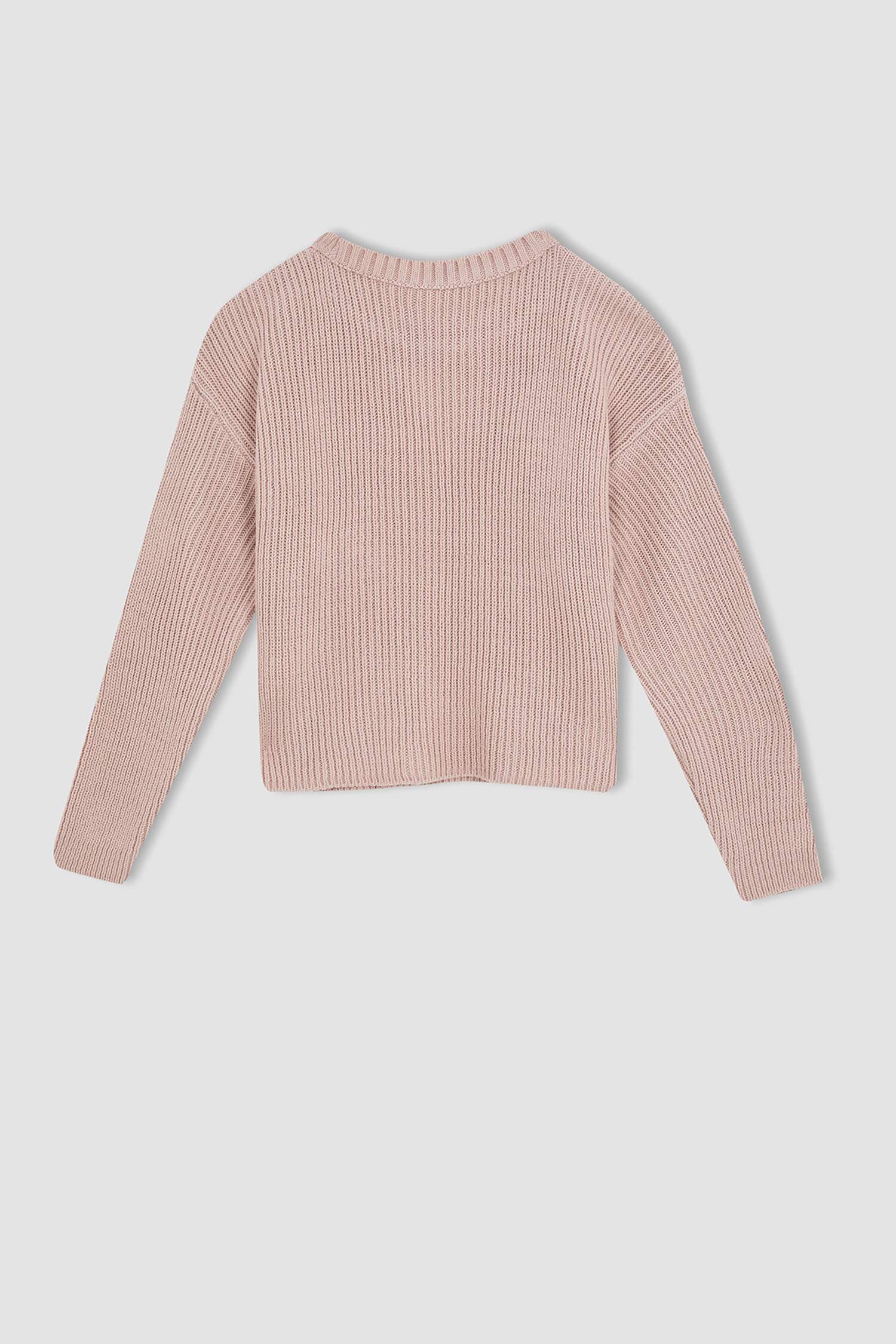 Kız Çocuk Regular Fit Bisiklet Yaka Kazak
