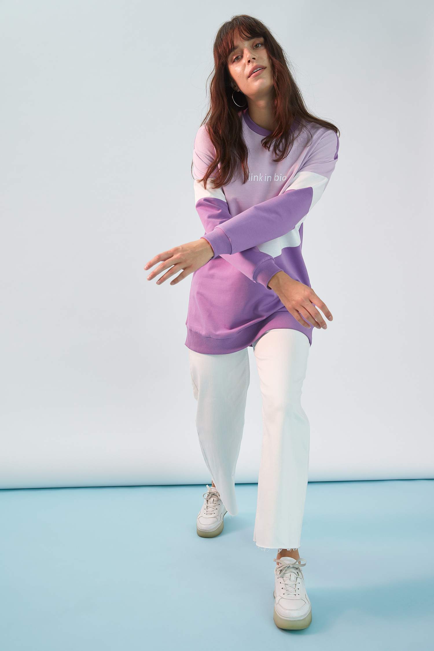Relax Fit Renk Bloklu Sweat Tunik