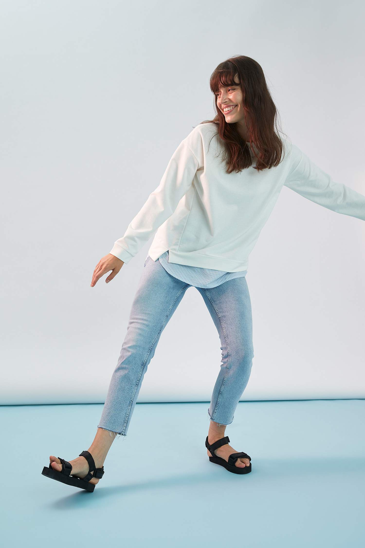 Gömlek Detaylı Regular Fit Sweat Tunik
