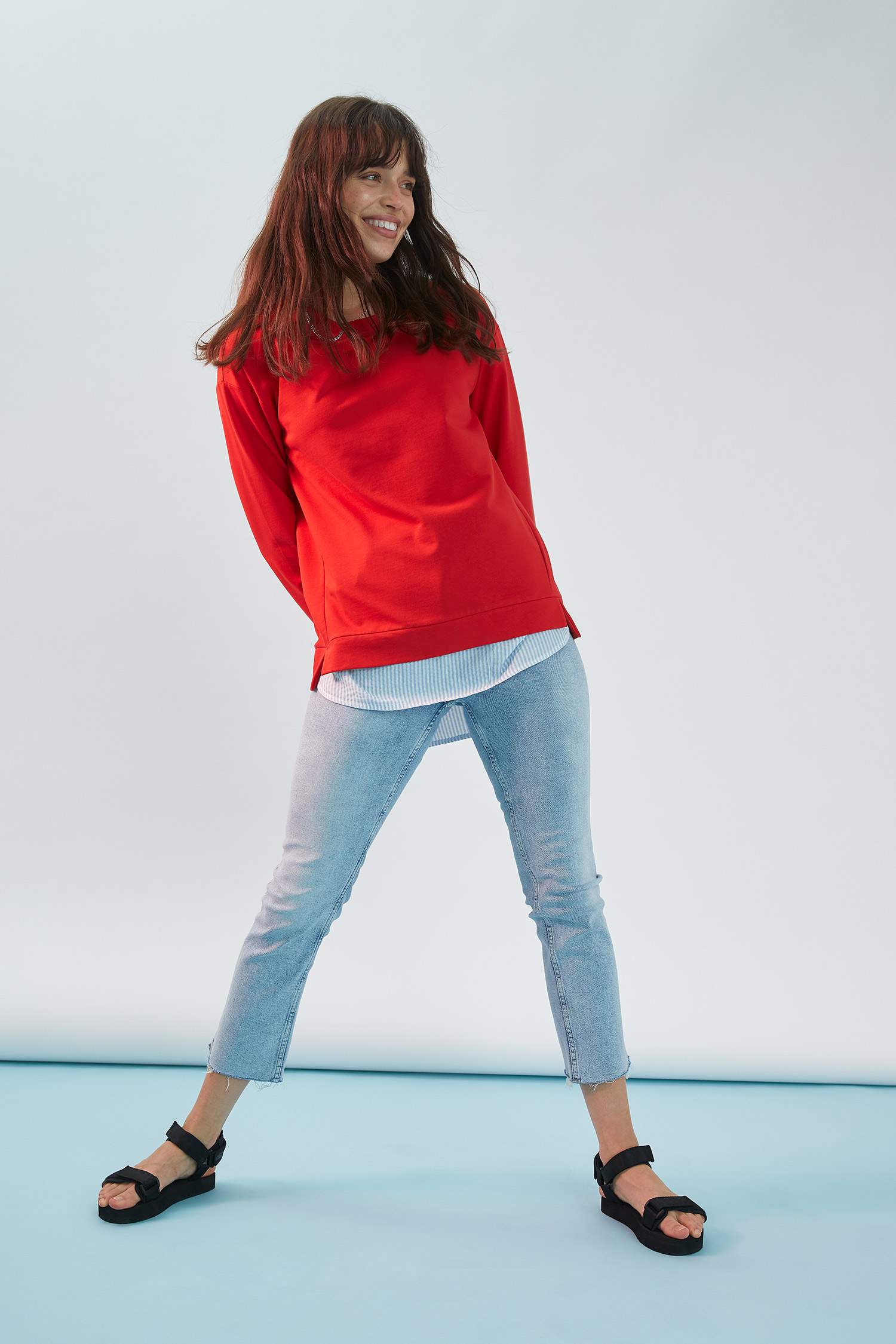 Gömlek Detaylı Regular Fit Sweat Tunik