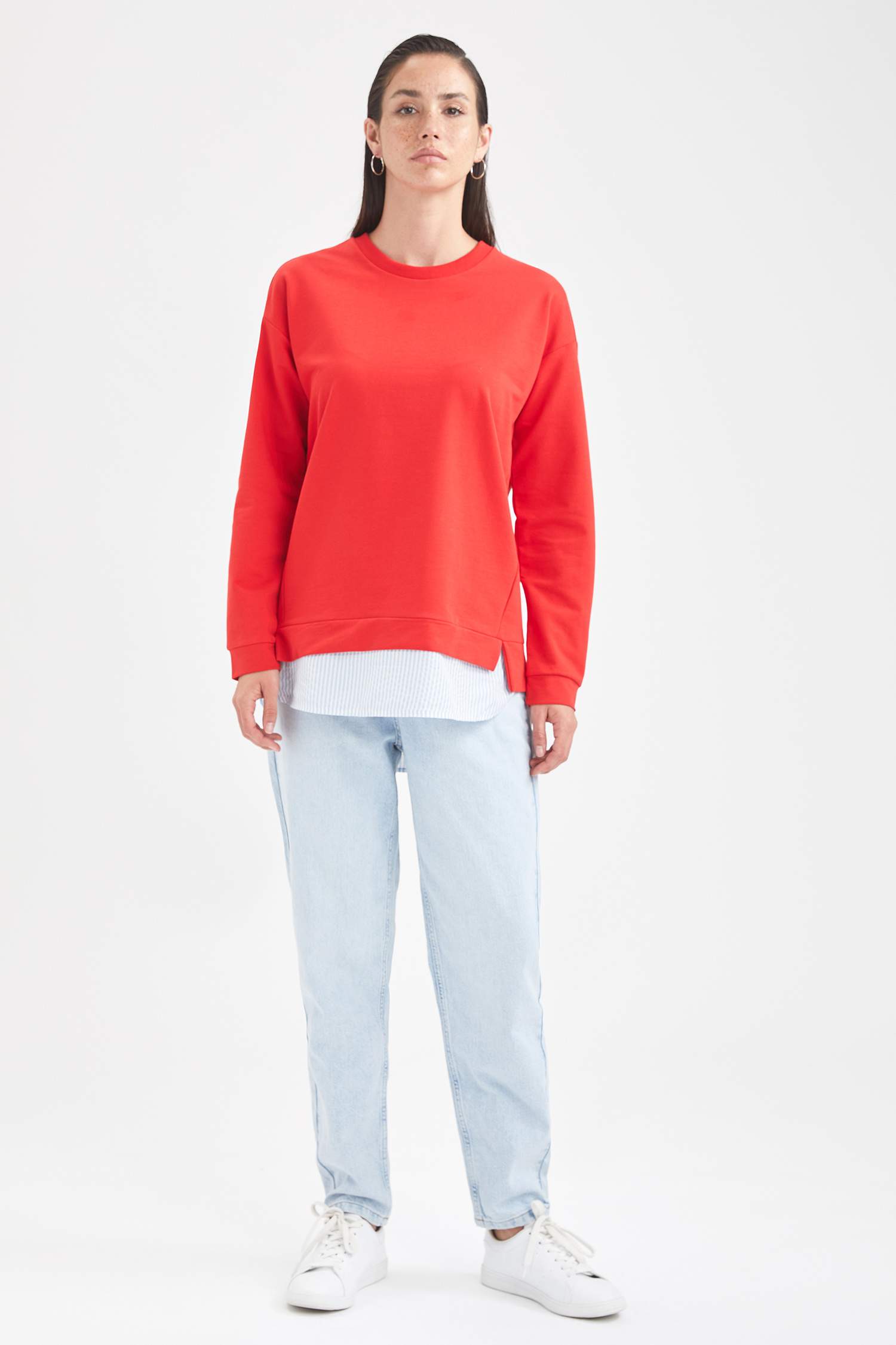 Gömlek Detaylı Regular Fit Sweat Tunik