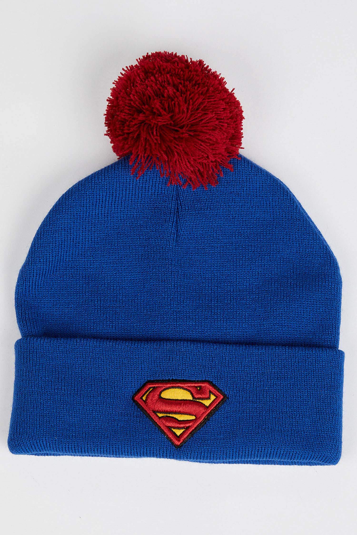 Erkek Çocuk Superman Lisanslı Ponponlu Triko Bere