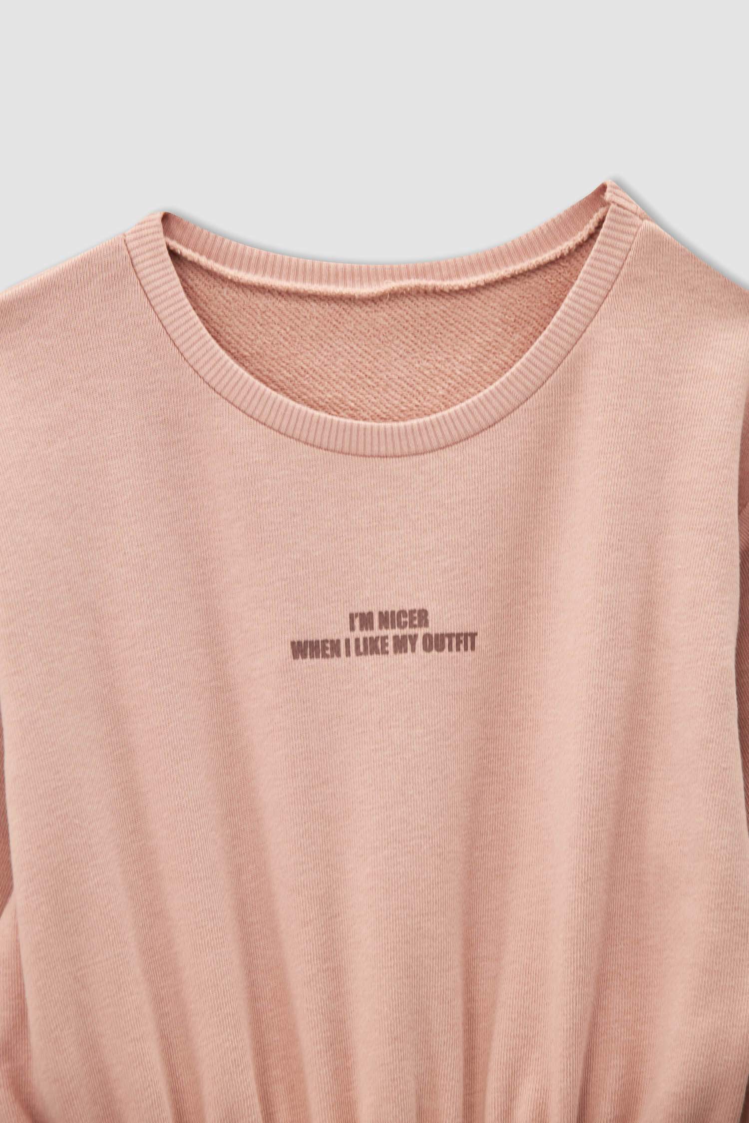 Kız Çocuk Bisiklet Yaka Uzun Kollu Sweat Elbise