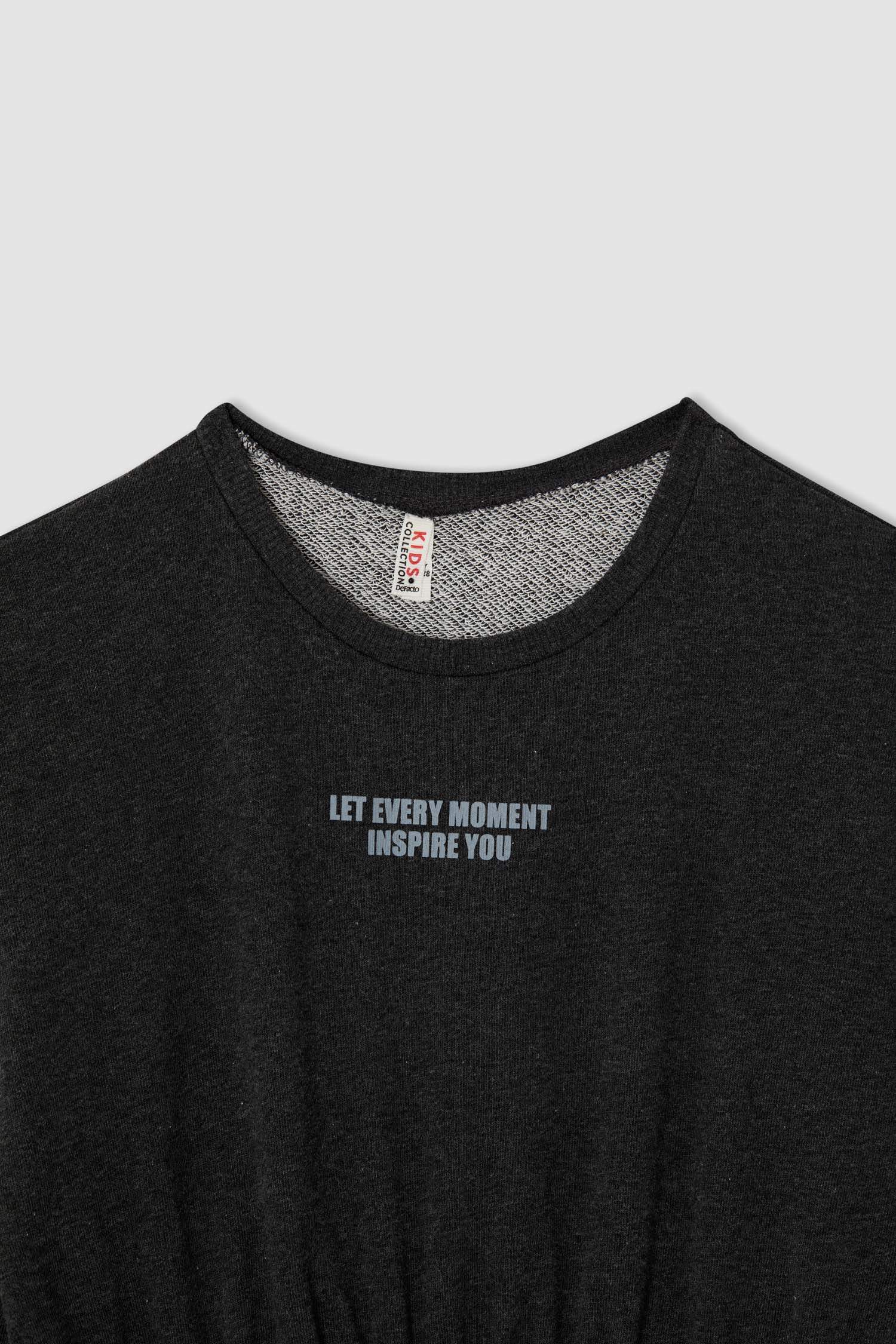 Kız Çocuk Bisiklet Yaka Uzun Kollu Sweat Elbise