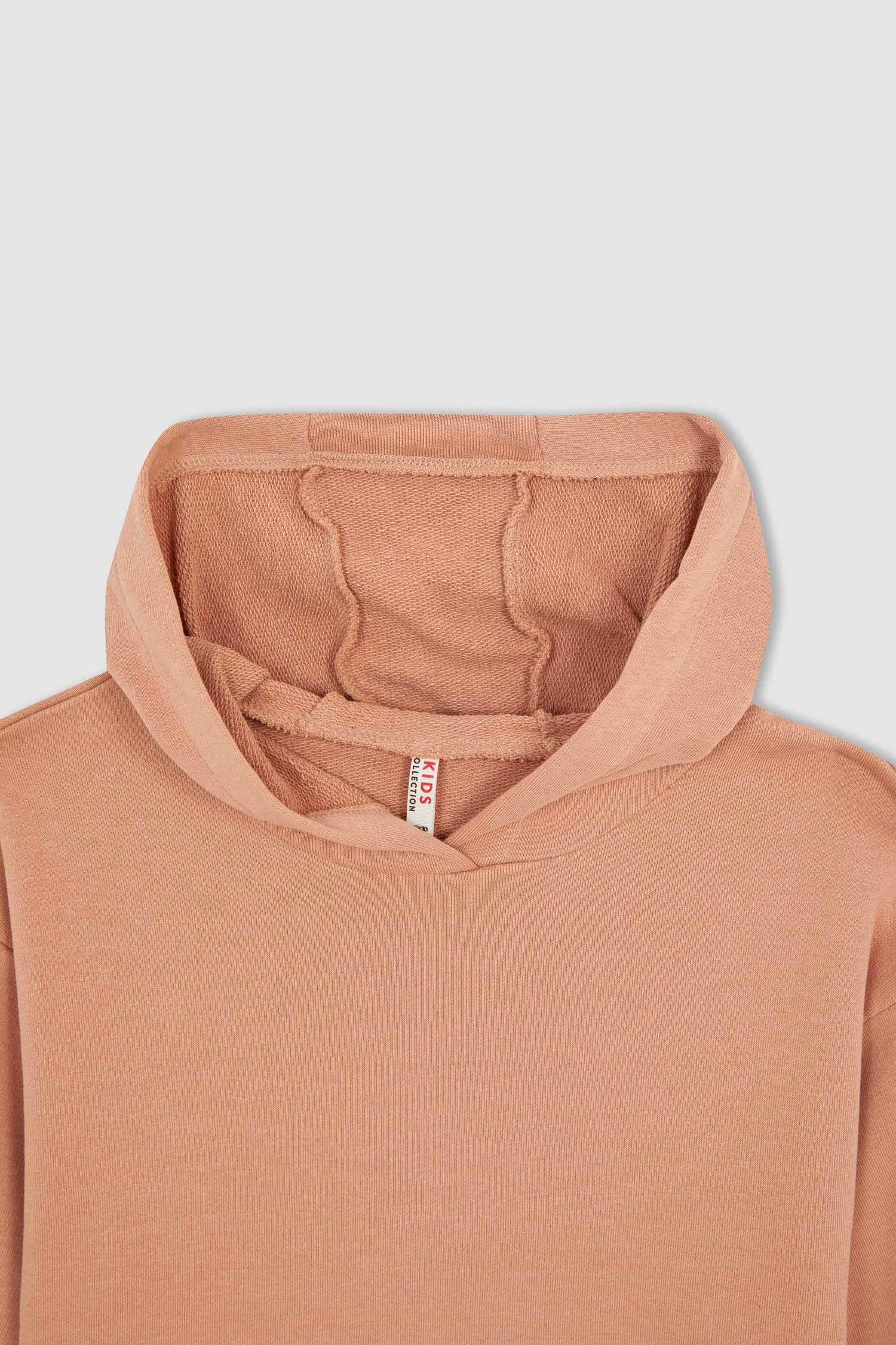 Kız Çocuk Kapüşonlu Basic Sweat Elbise