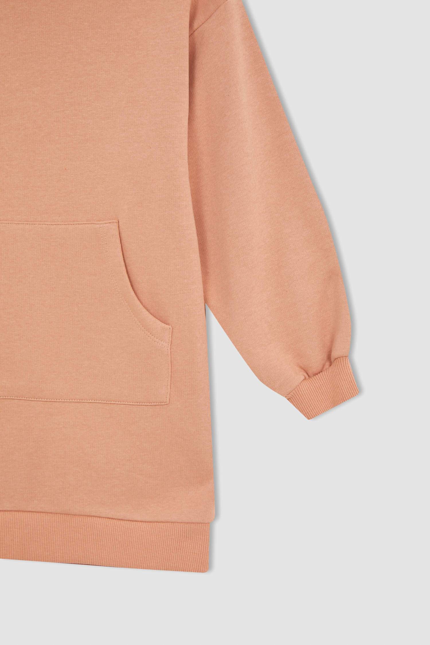 Kız Çocuk Kapüşonlu Basic Sweat Elbise