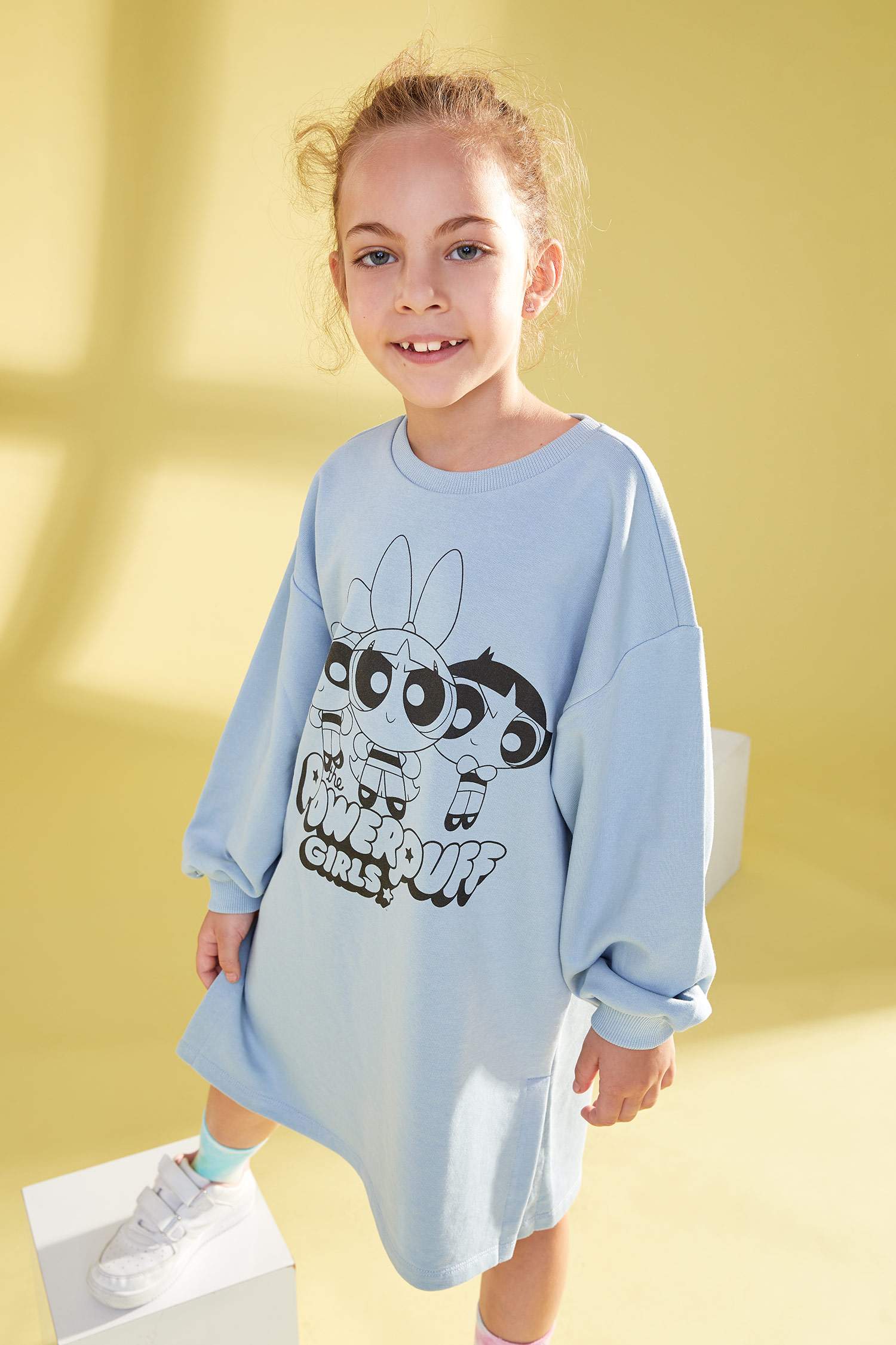 Kız Çocuk Powerpuff Lisanslı Sweat Elbise