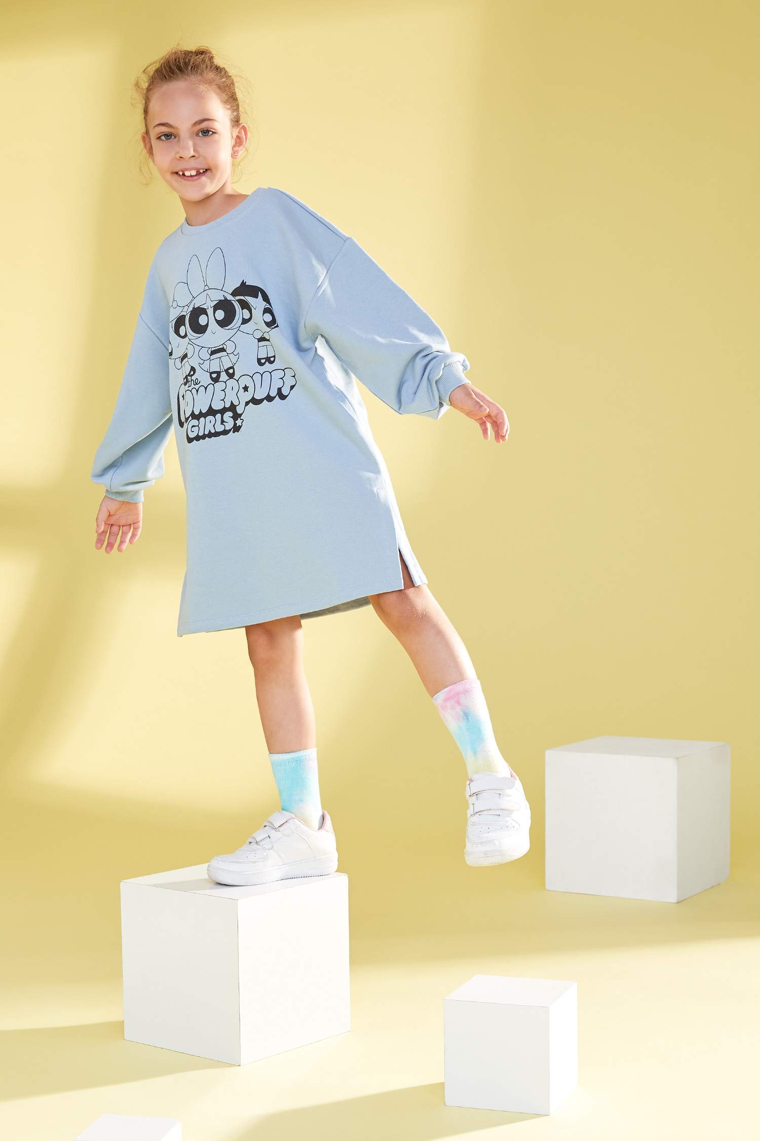 Kız Çocuk Powerpuff Lisanslı Sweat Elbise