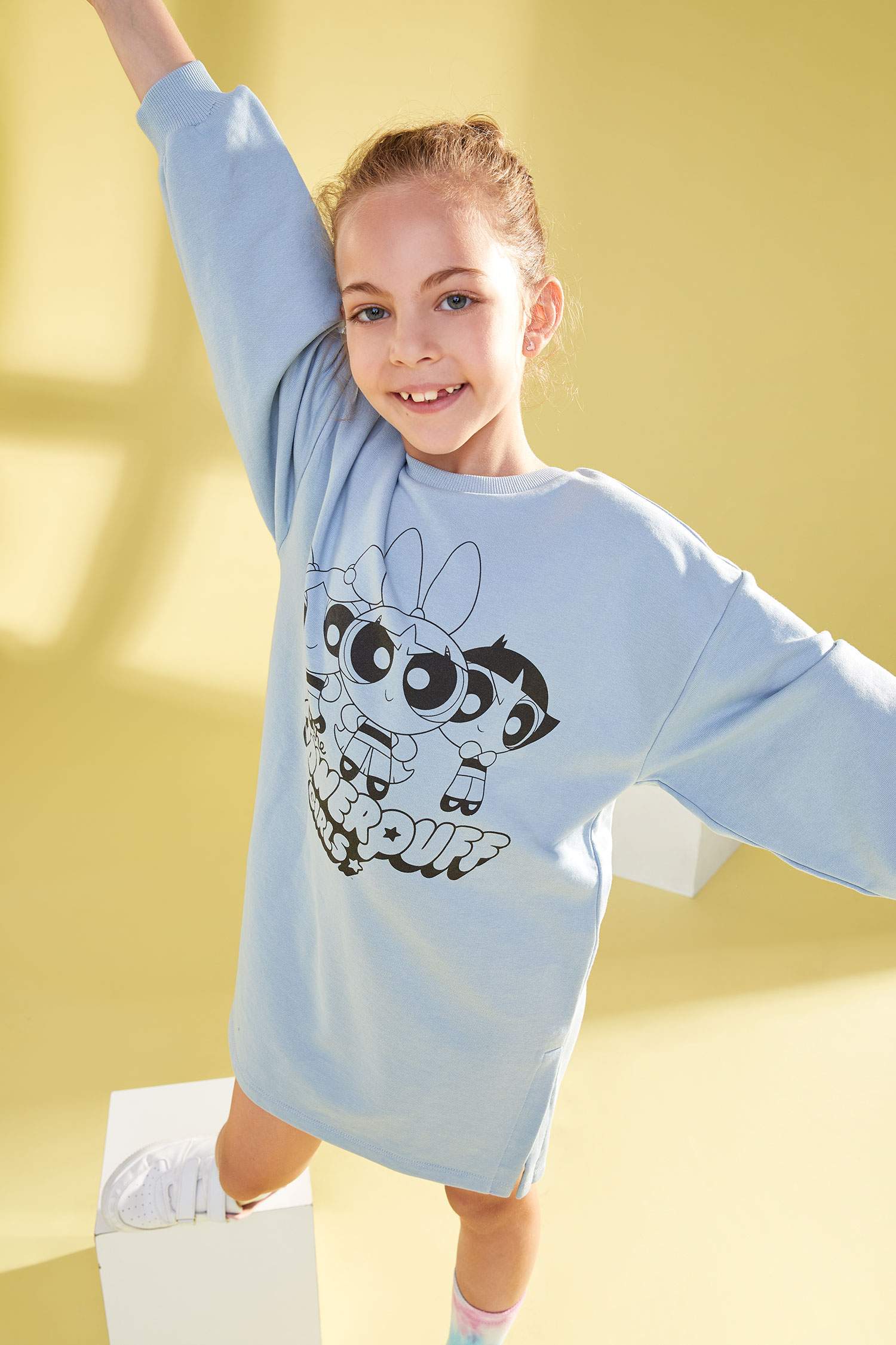 Kız Çocuk Powerpuff Lisanslı Sweat Elbise