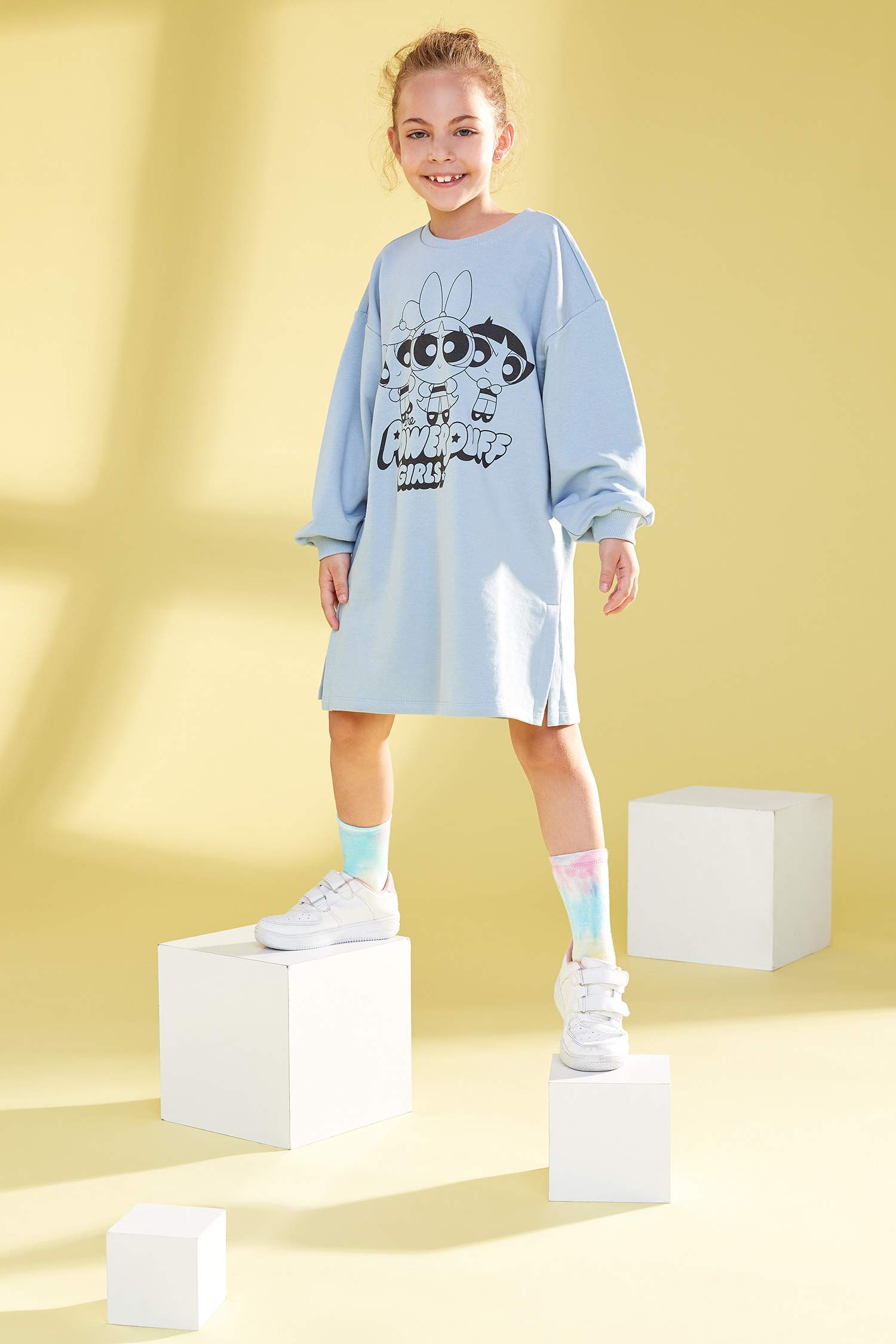 Kız Çocuk Powerpuff Lisanslı Sweat Elbise