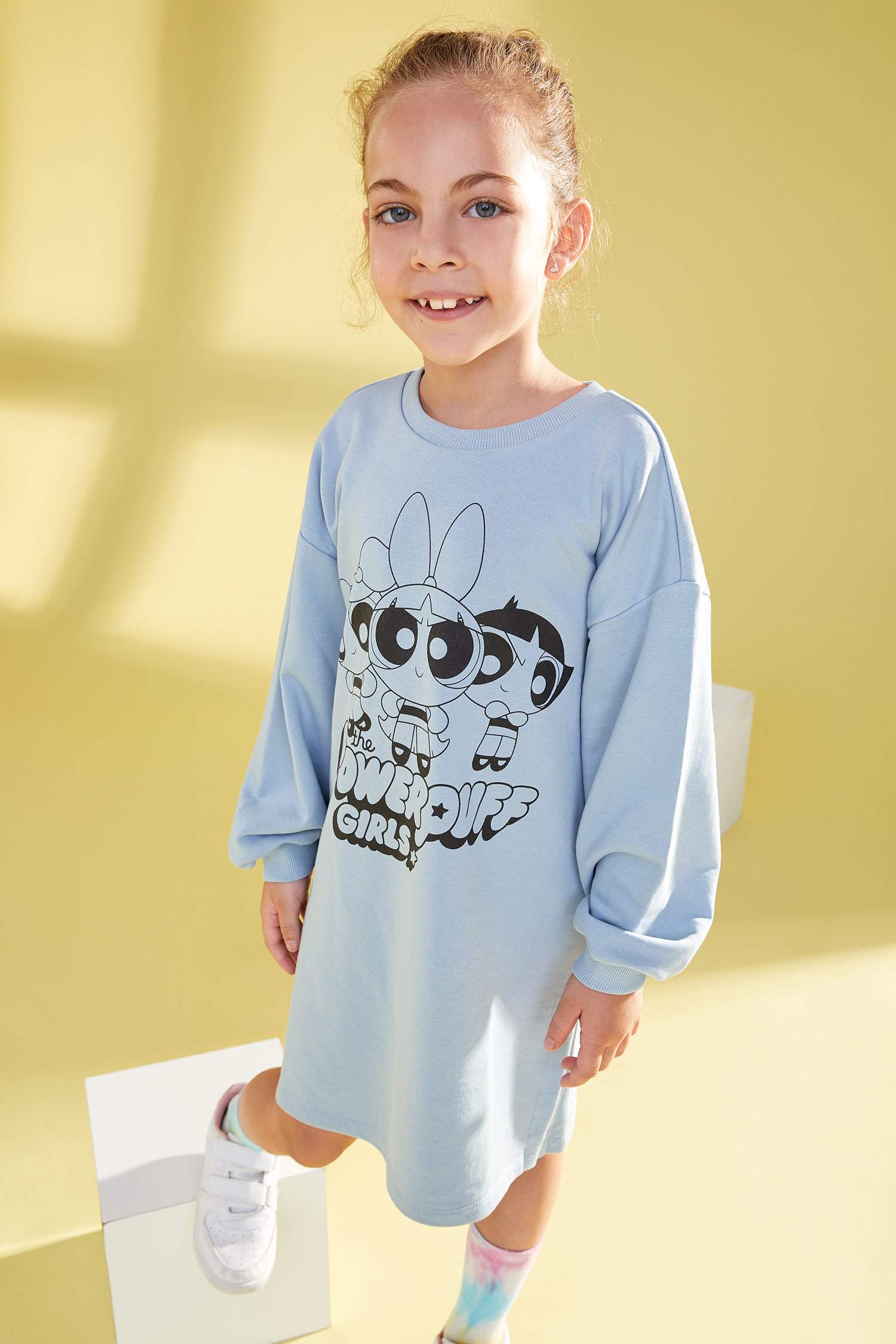 Kız Çocuk Powerpuff Lisanslı Sweat Elbise