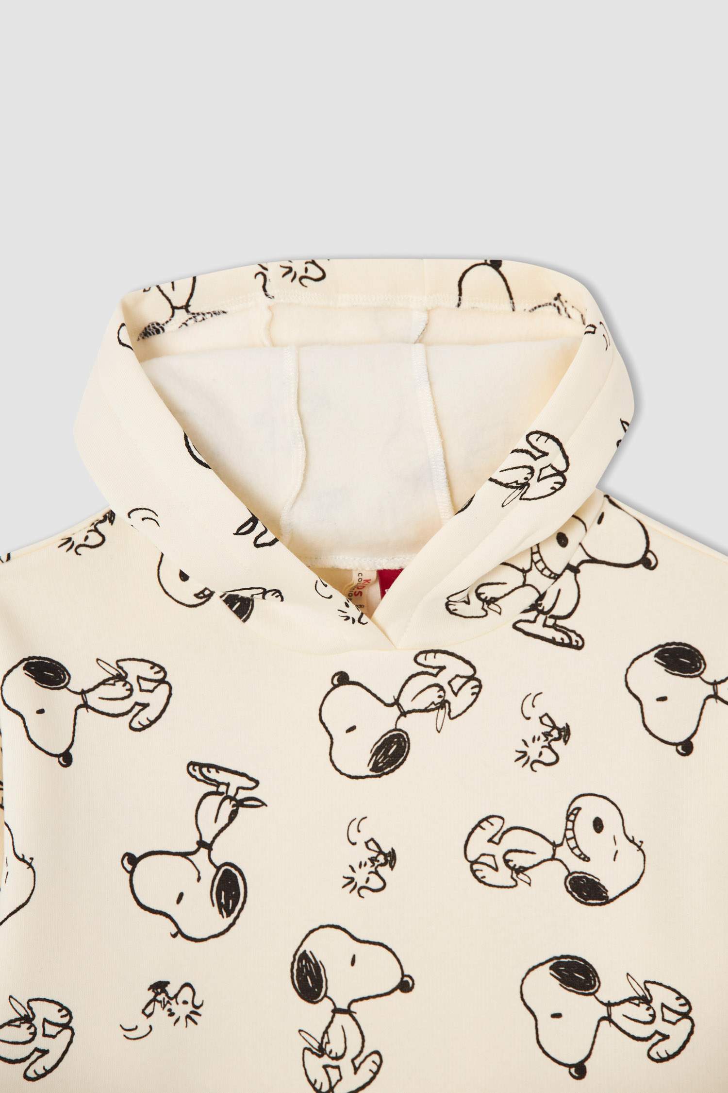 Kız Çocuk Snoopy Lisanslı Kapüşonlu İçi Yumuşak Tüylü Sweat Elbise