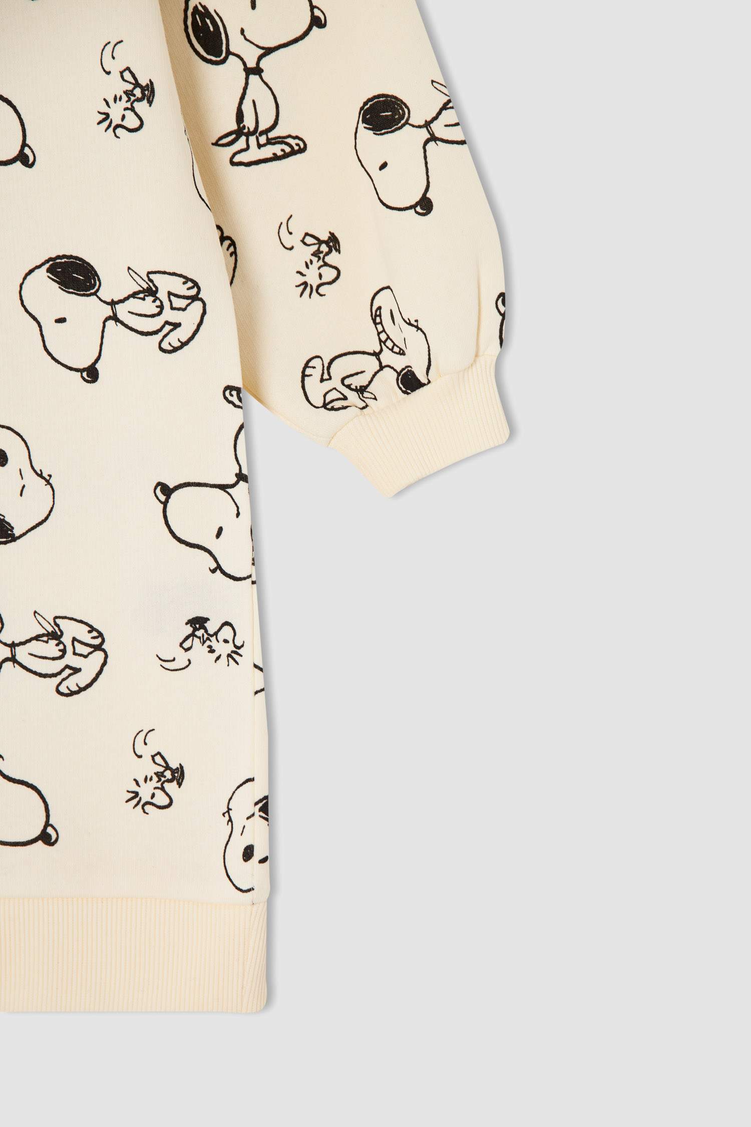 Kız Çocuk Snoopy Lisanslı Kapüşonlu İçi Yumuşak Tüylü Sweat Elbise