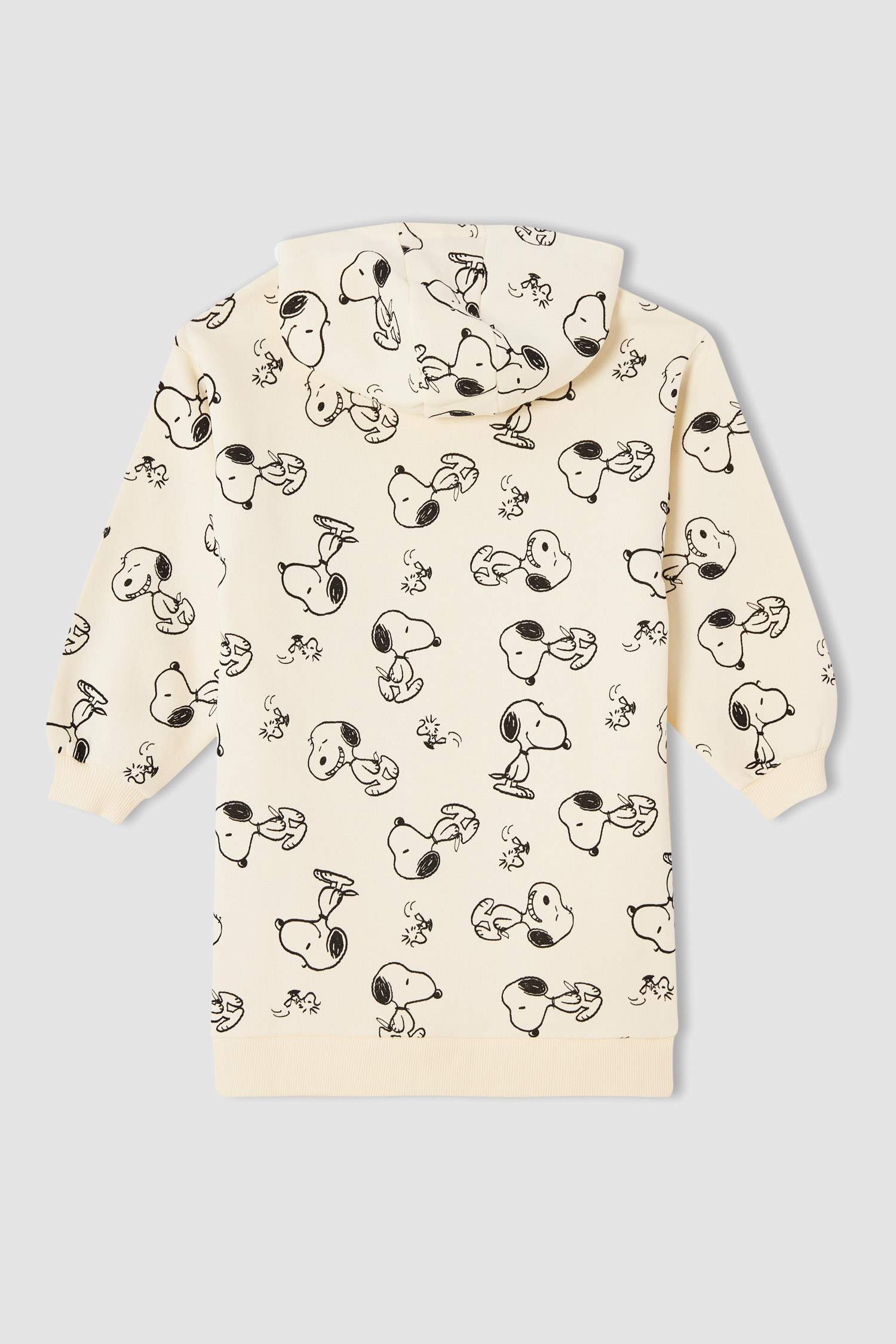 Kız Çocuk Snoopy Lisanslı Kapüşonlu İçi Yumuşak Tüylü Sweat Elbise