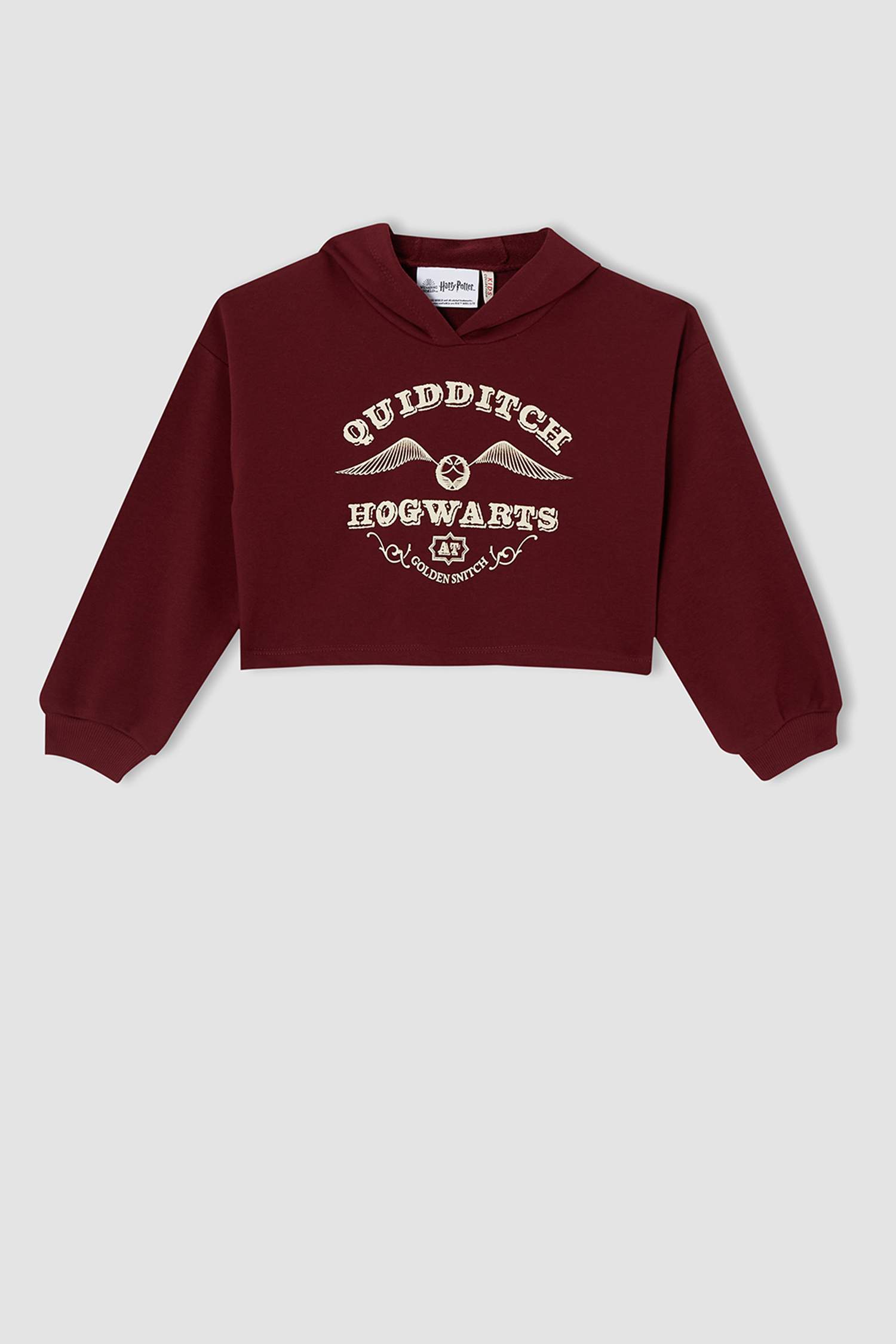 Kız Çocuk Harry Potter Lisanslı Kapüşonlu Crop Sweatshirt