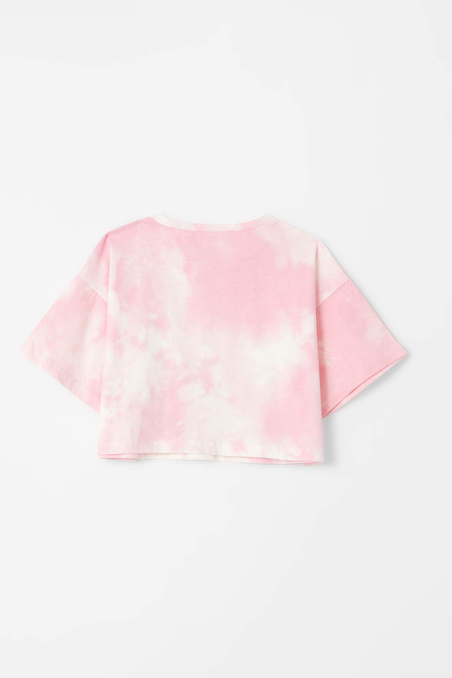 Kız Çocuk Batik Desenli Crop Kısa Kollu Tişört