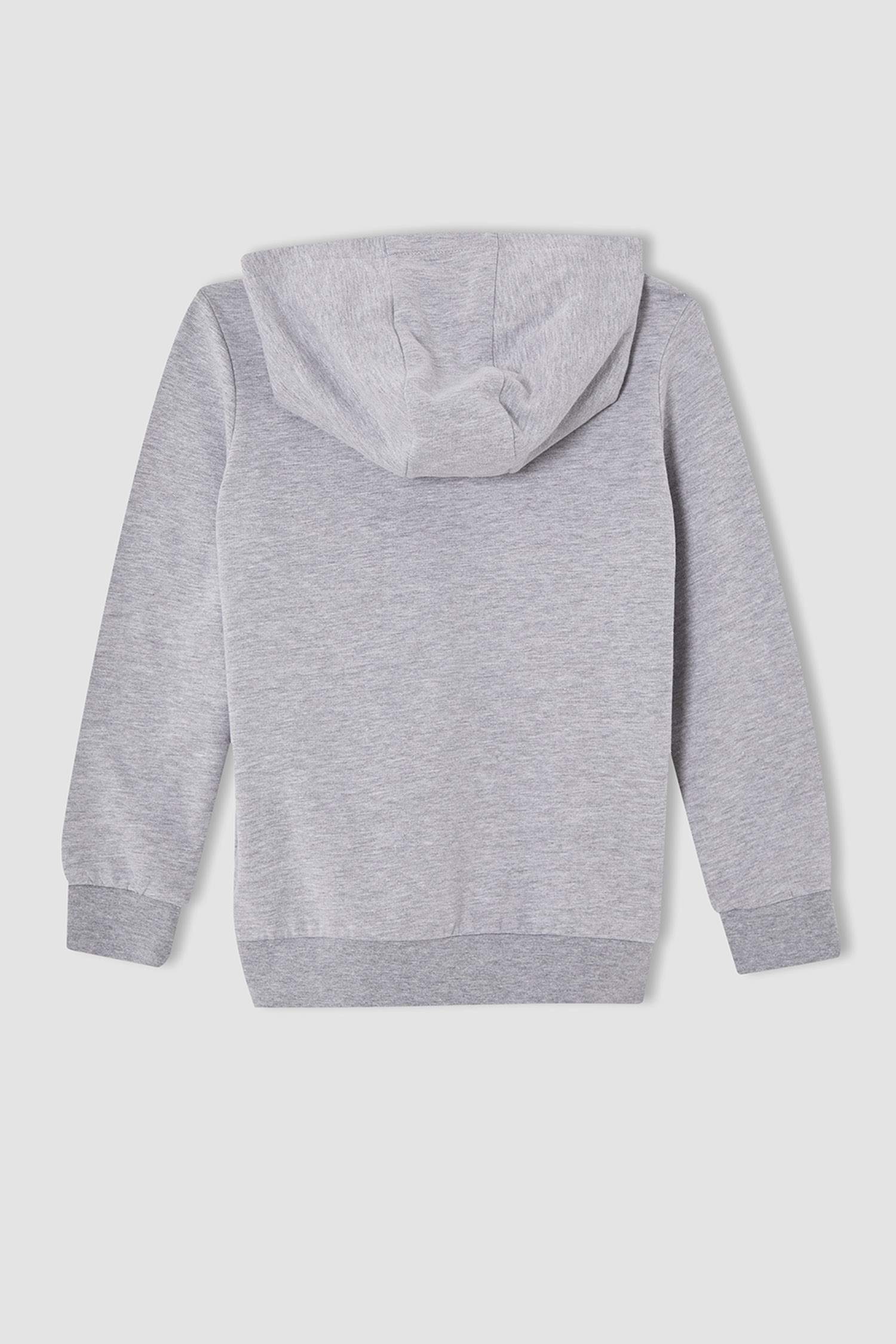 Erkek Çocuk Regular Fit Kapüşonlu İnce Sweatshirt Kumaşı Hırka Bolero