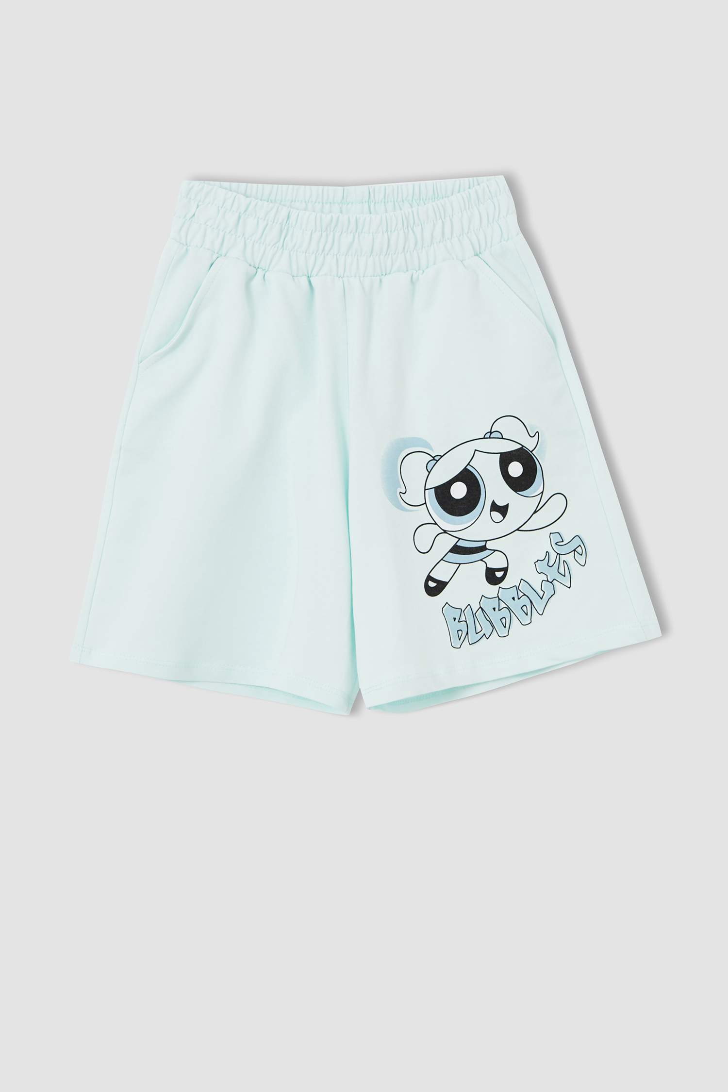 Kız Çocuk PowerPuff Lisanslı Kısa Kollu Crop Tişört Ve Şort Takımı