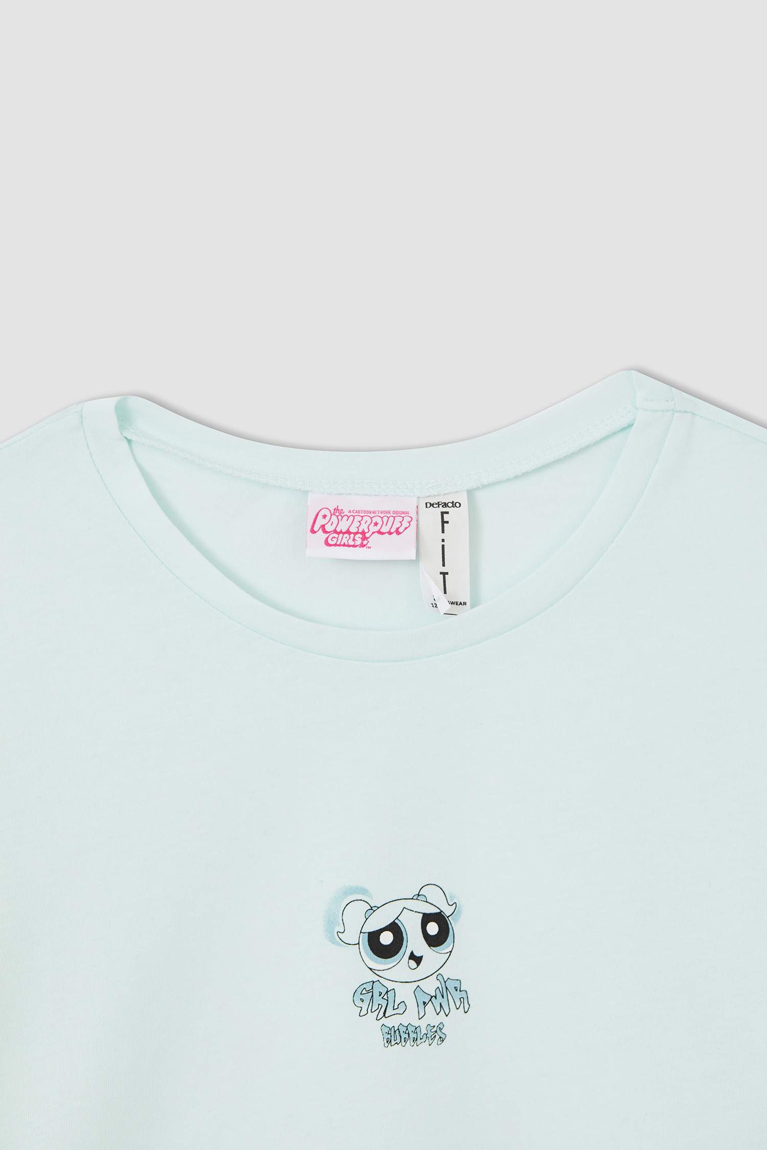 Kız Çocuk PowerPuff Lisanslı Kısa Kollu Crop Tişört Ve Şort Takımı
