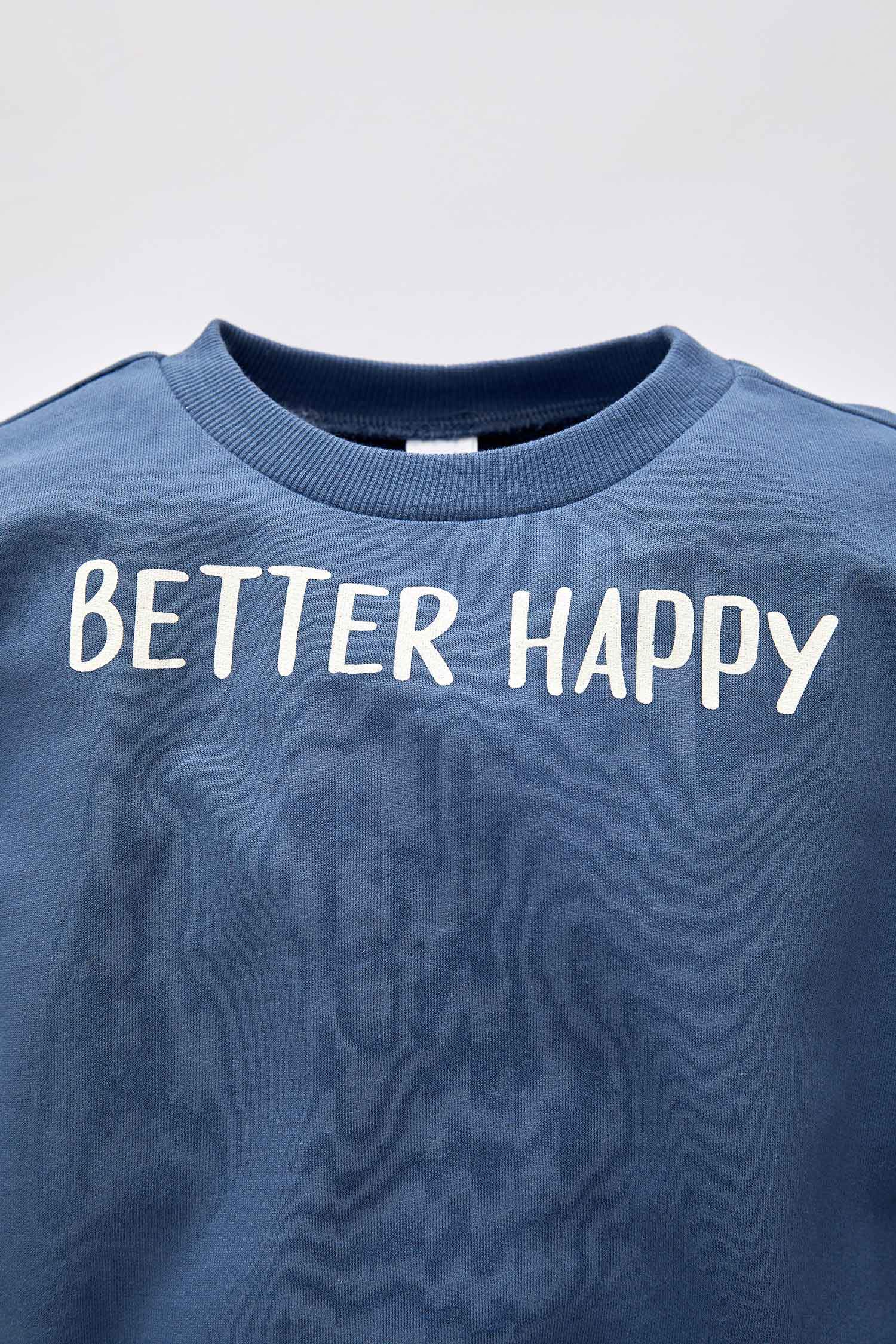 Erkek Bebek Regular Fit Slogan Baskılı Sweatshirt