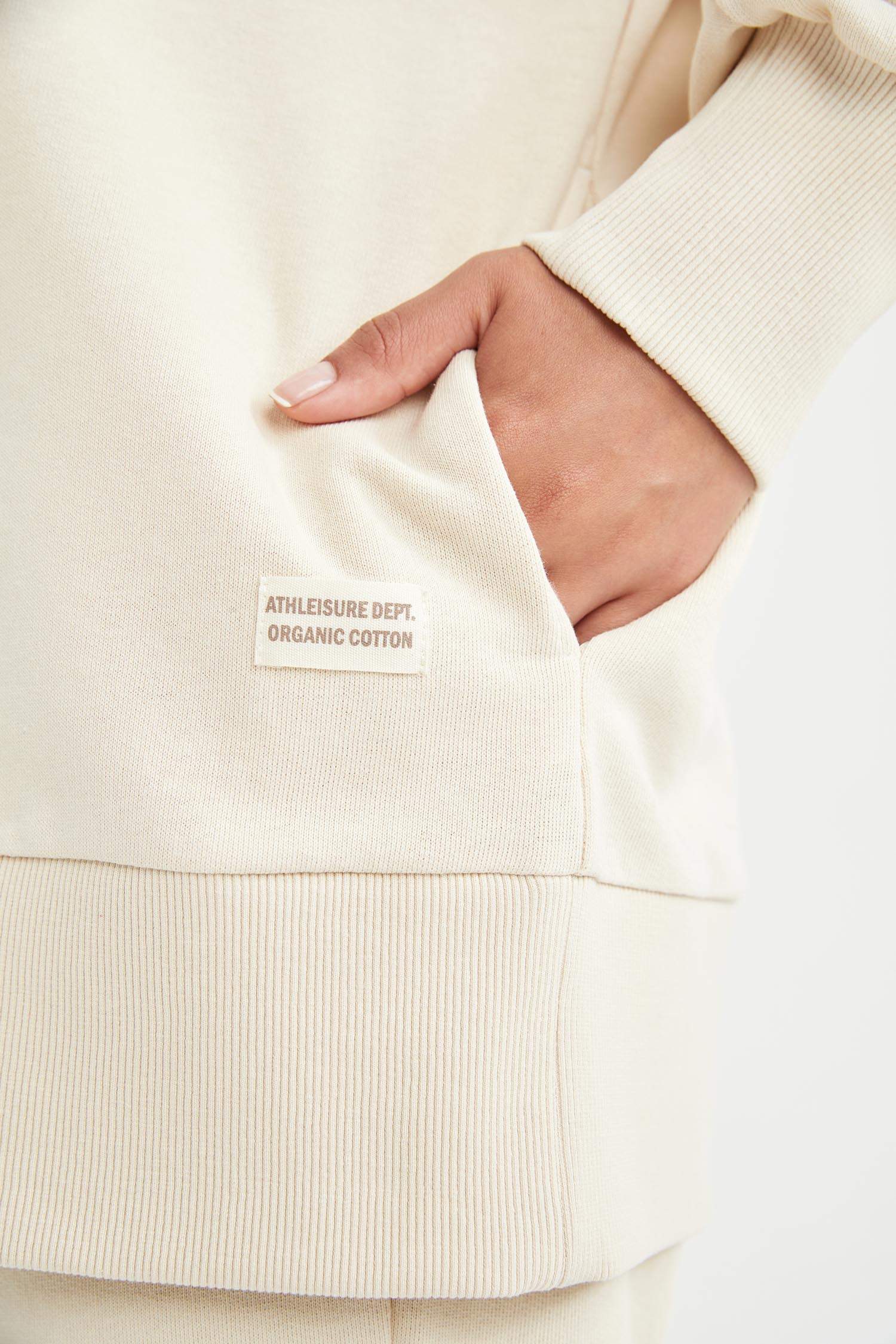 Organik Pamuklu Kapüşonlu Oversize Fit Cep Detaylı Fermuarlı Sweat Hırka