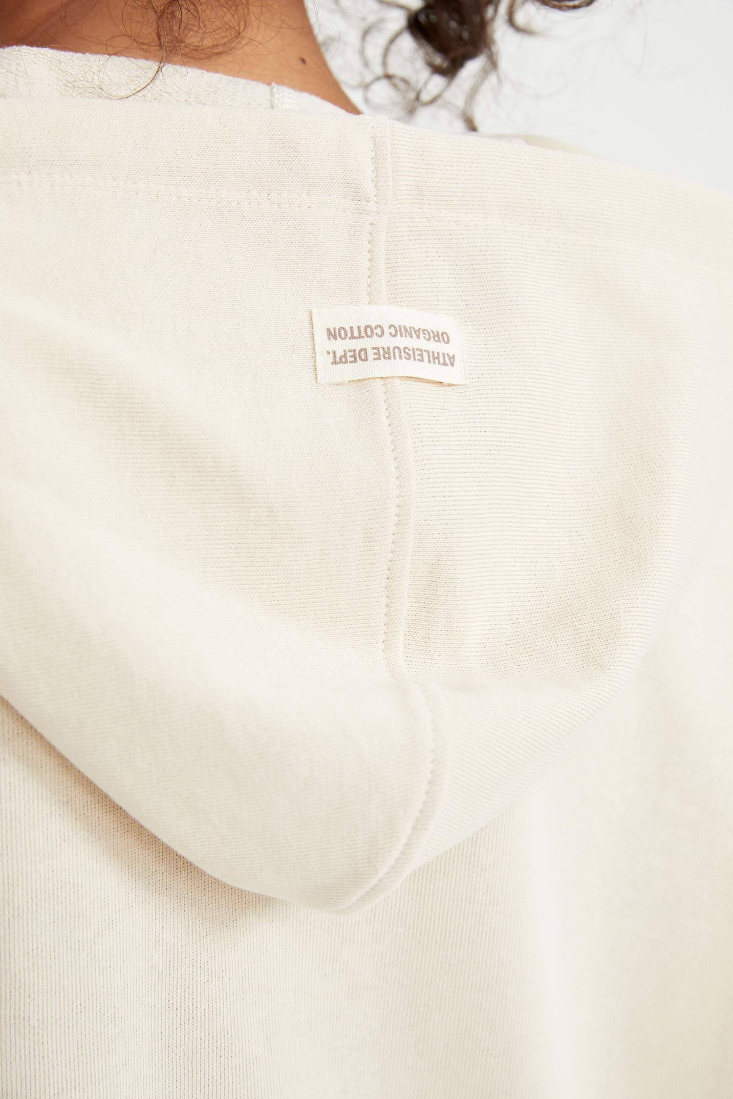 Slogan Baskılı Organik Pamuklu Cepli Kapüşonlu Oversize Fit Sweatshirt