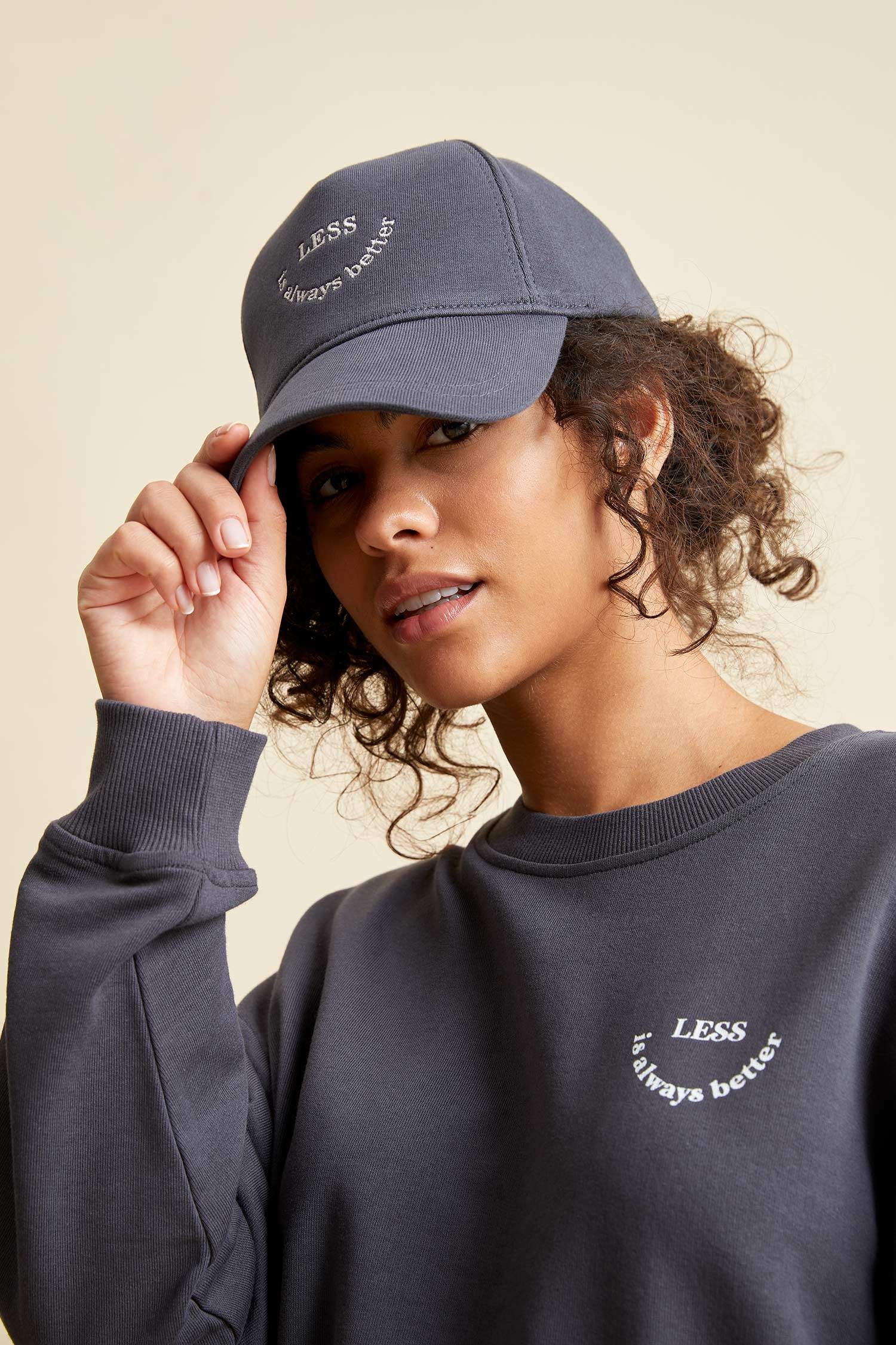 Organik Pamuklu Slogan Baskılı Oversize Fit İçi Yumuşak Tüylü Sweatshirt