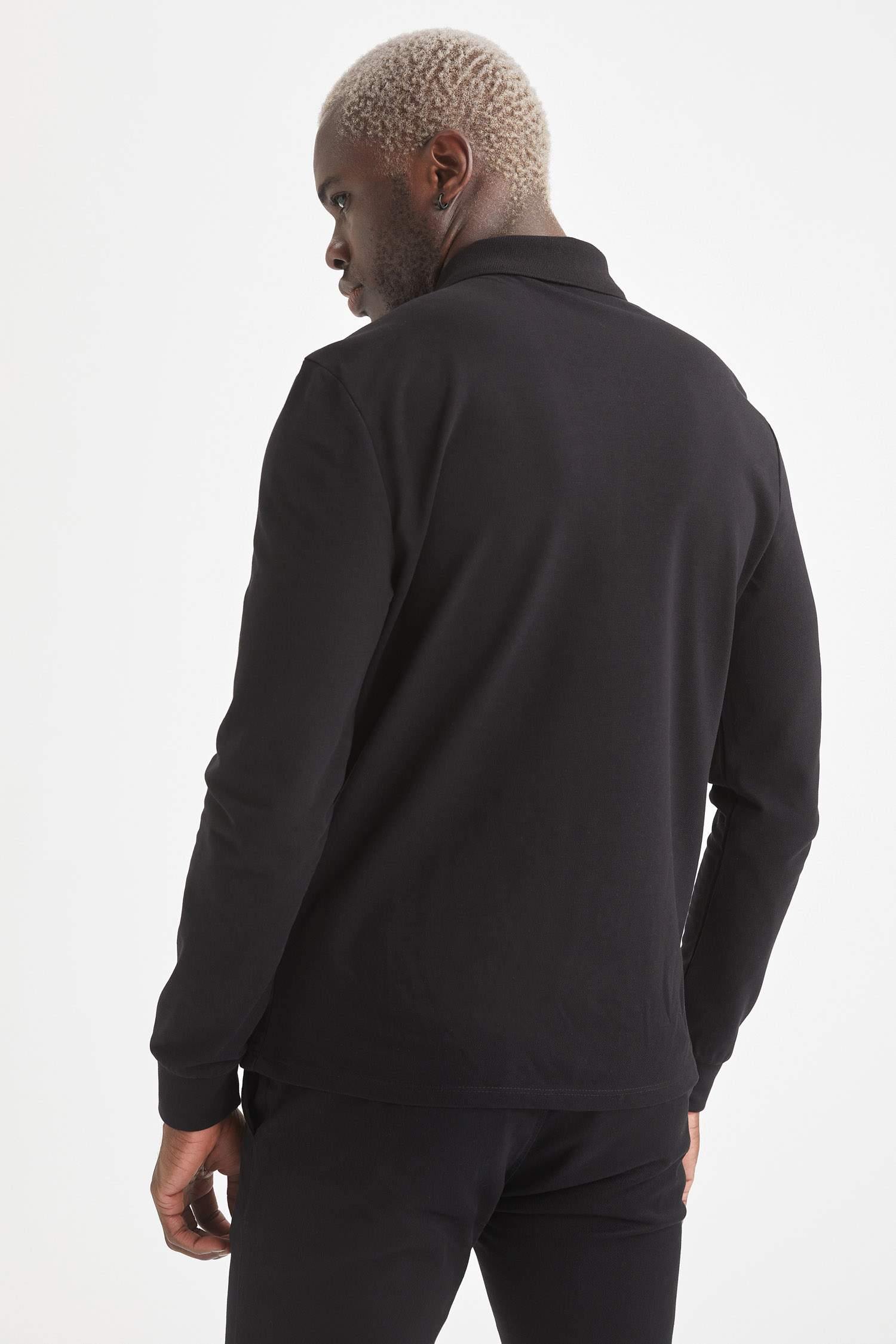 Slim Fit Polo Yaka Basic Uzun Kollu Tişört