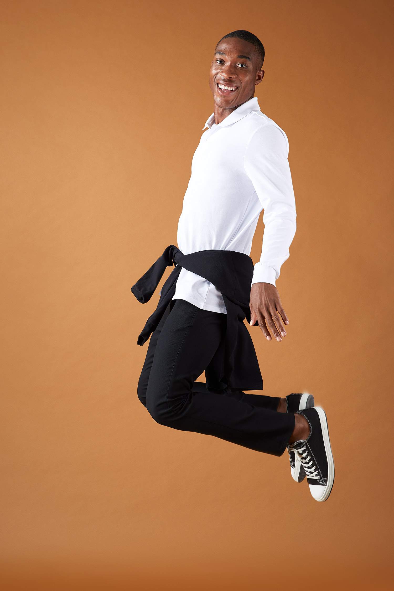 Slim Fit Polo Yaka Basic Uzun Kollu Tişört