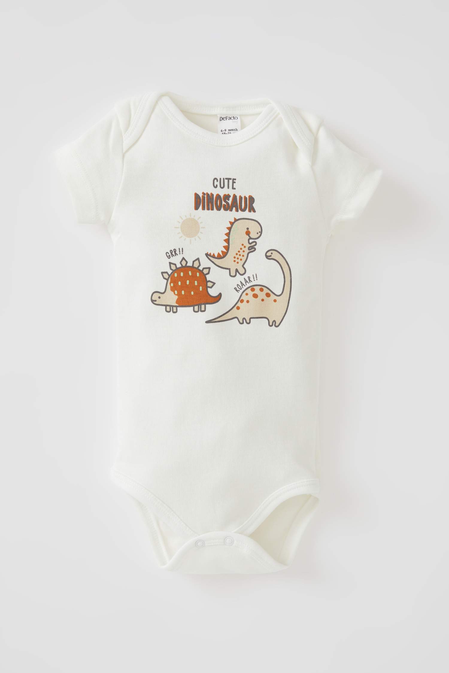 Erkek Bebek Dinozor Baskılı Kısa Kollu Çıtçıtlı Pamuklu Body