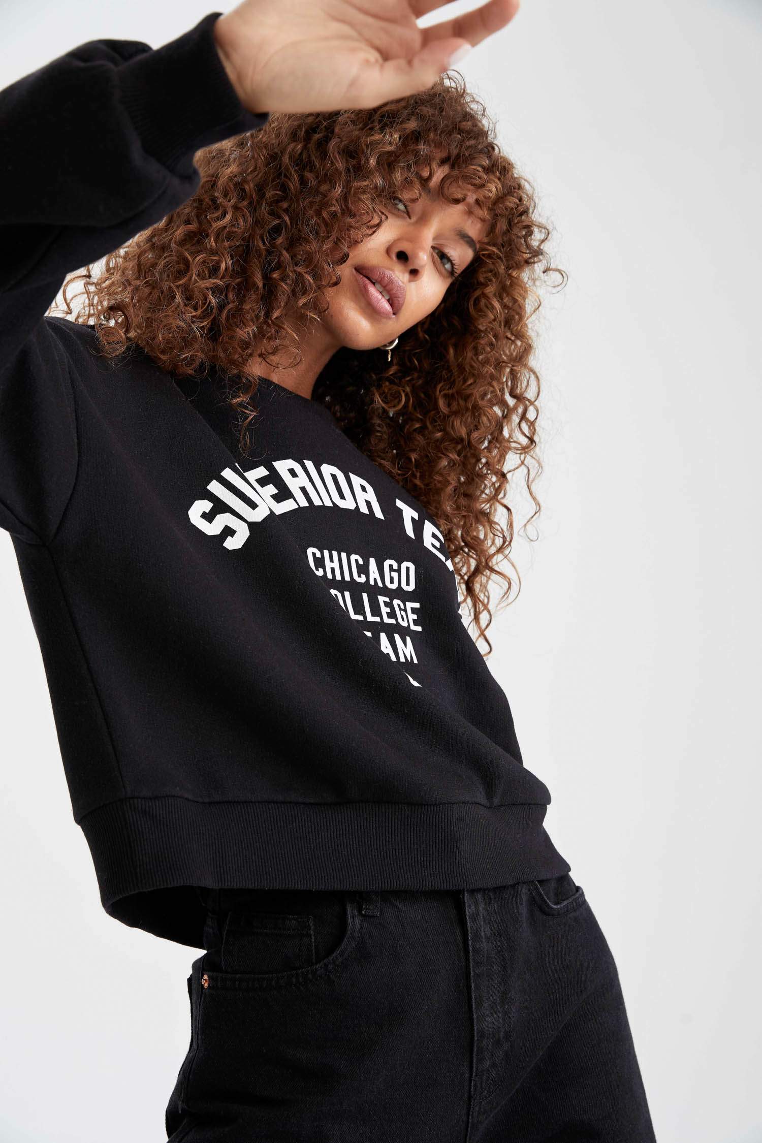Regular Fit Bisiklet Yaka Uzun Kollu Sweatshirt