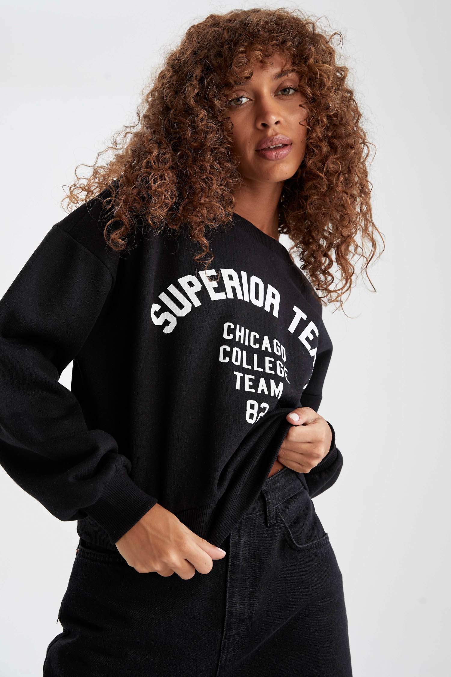 Regular Fit Bisiklet Yaka Uzun Kollu Sweatshirt