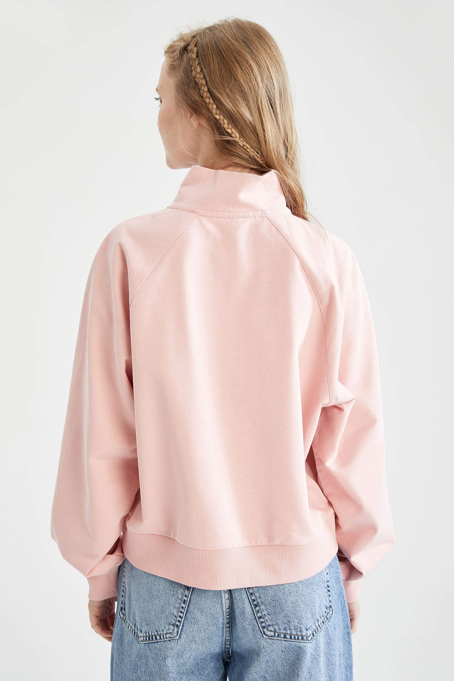 Regular Fit Balıkçı Yaka Yarım Fermuarlı Uzun Kollu Sweatshirt