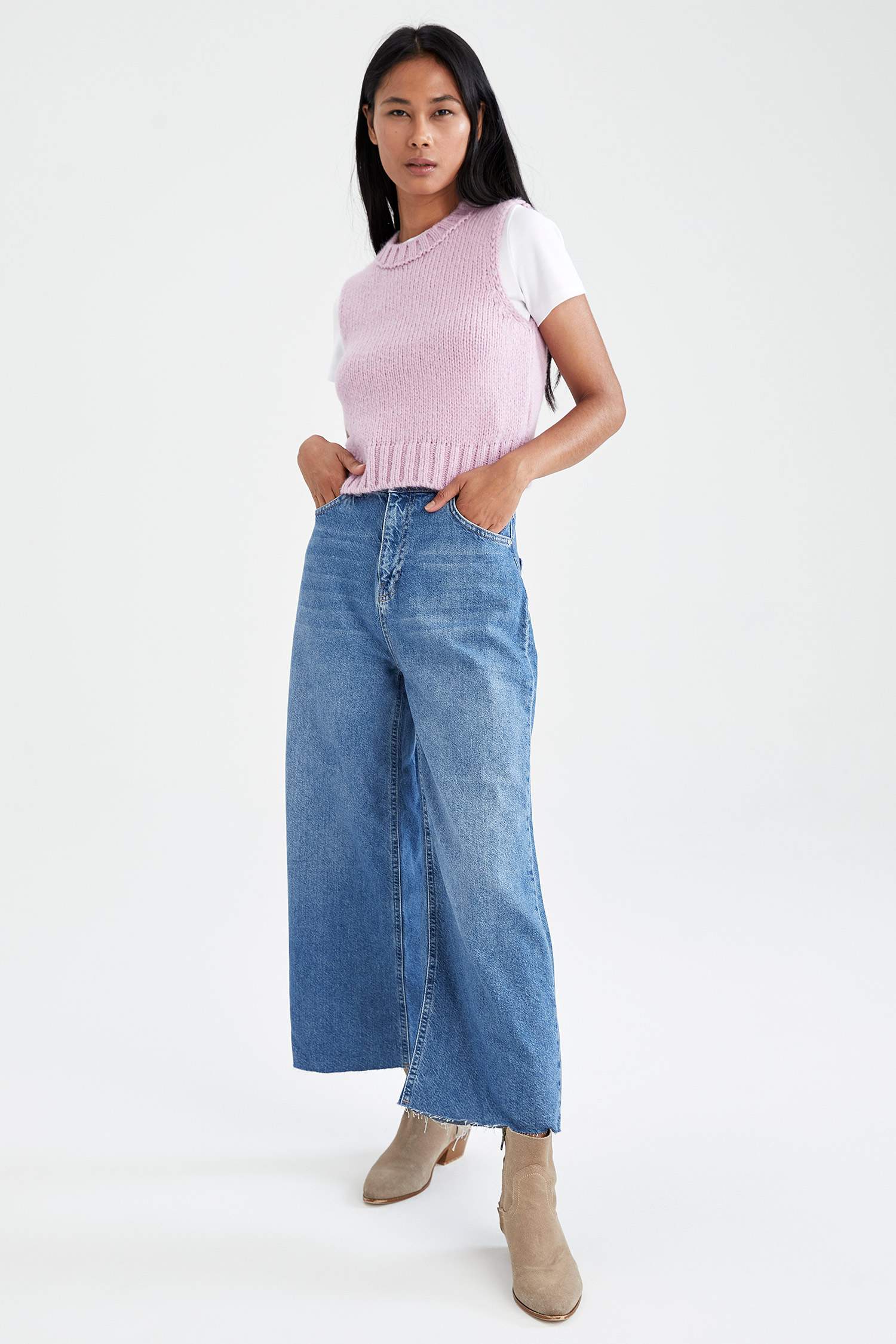 Coool Bisiklet Yaka Ekstra Yumuşak Crop Triko Süveter